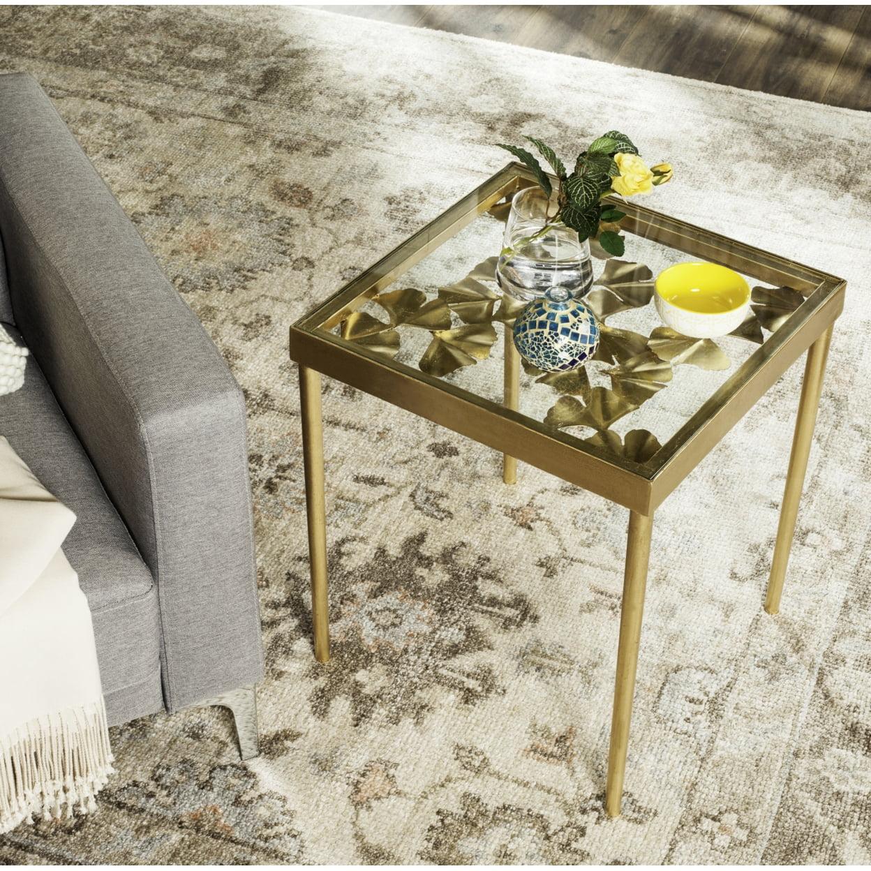 SAFAVIEH Otto 30 in. H Solid Glam Ginko Leaf Side Table, Gold