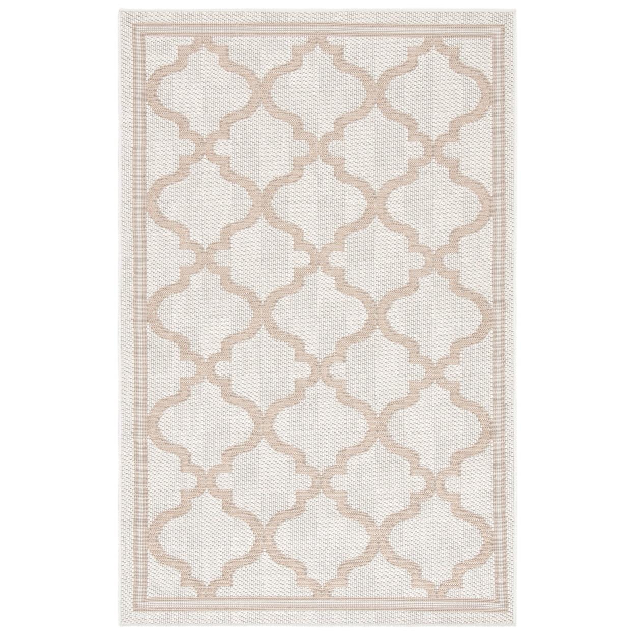 SAFAVIEH Bermuda Tamaya Geometric Machine Washable Indoor/Outdoor Area Rug, Ivory/Beige, 3' x 5'