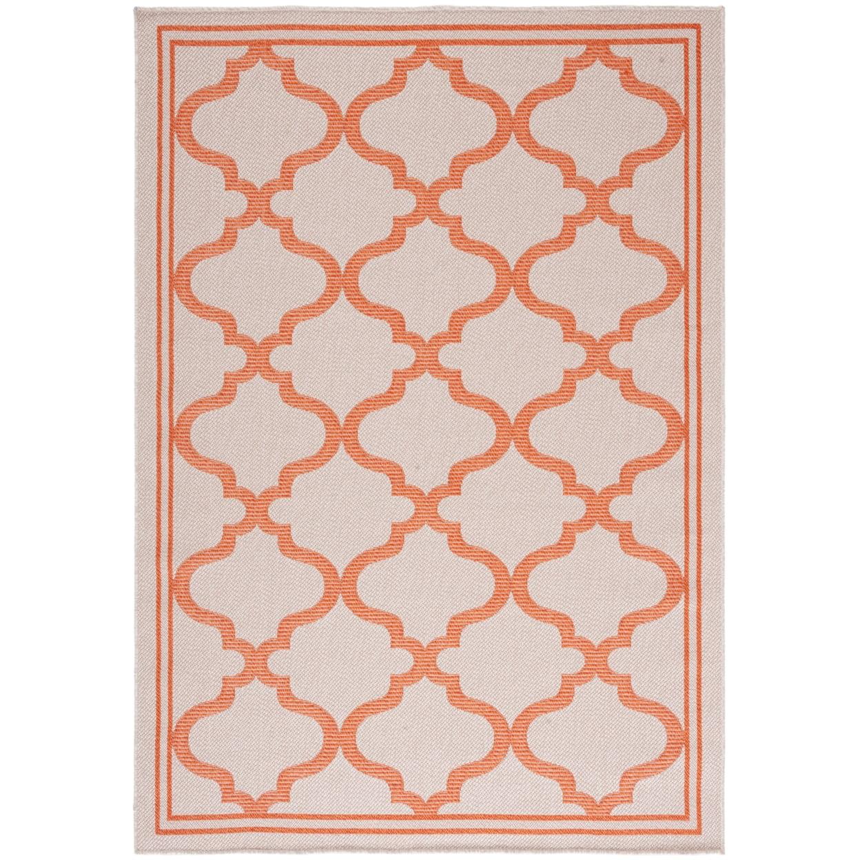 Ivory Geometric Easy-Care Synthetic 4' x 6' Area Rug