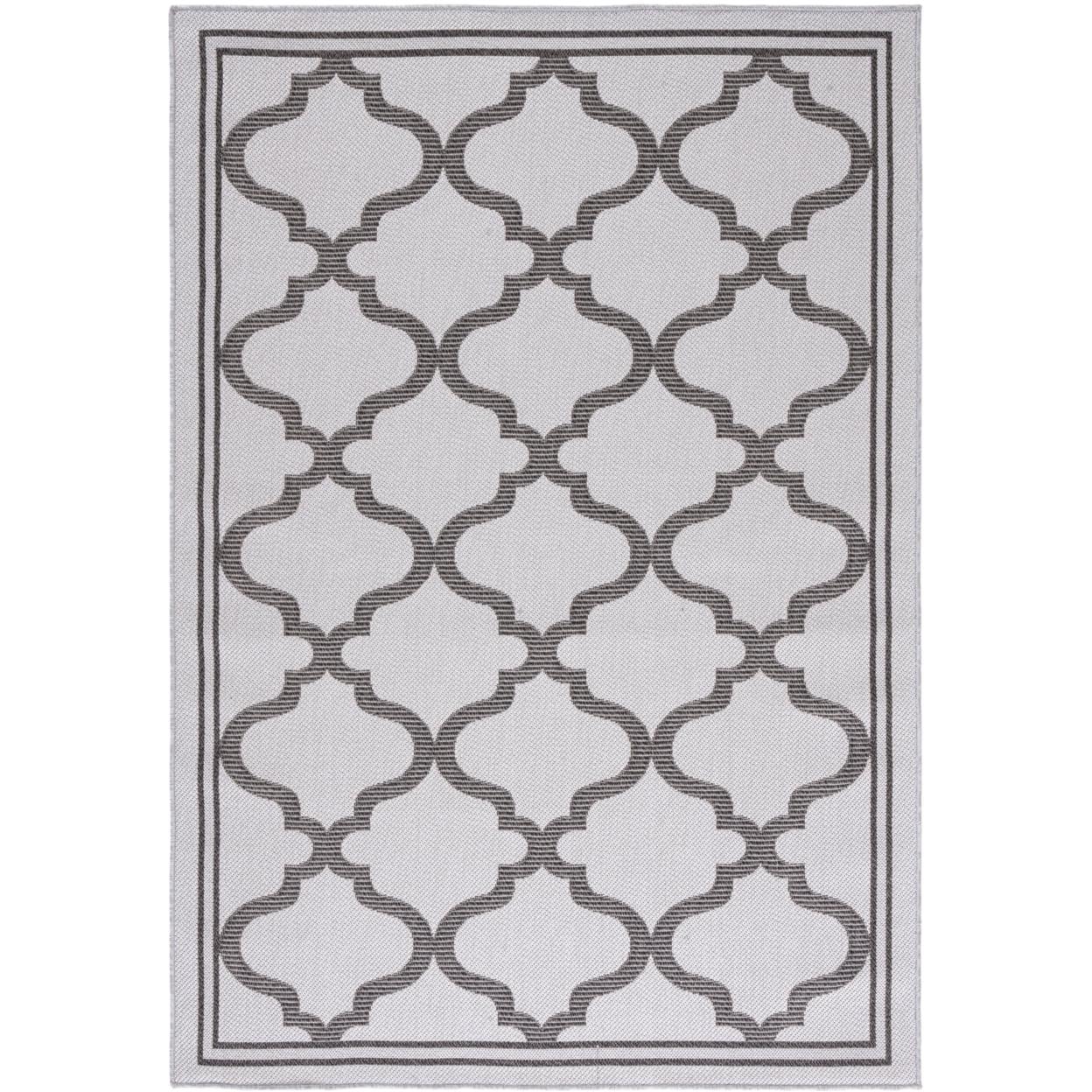 Elegant Gray Geometric 78" Square Synthetic Area Rug