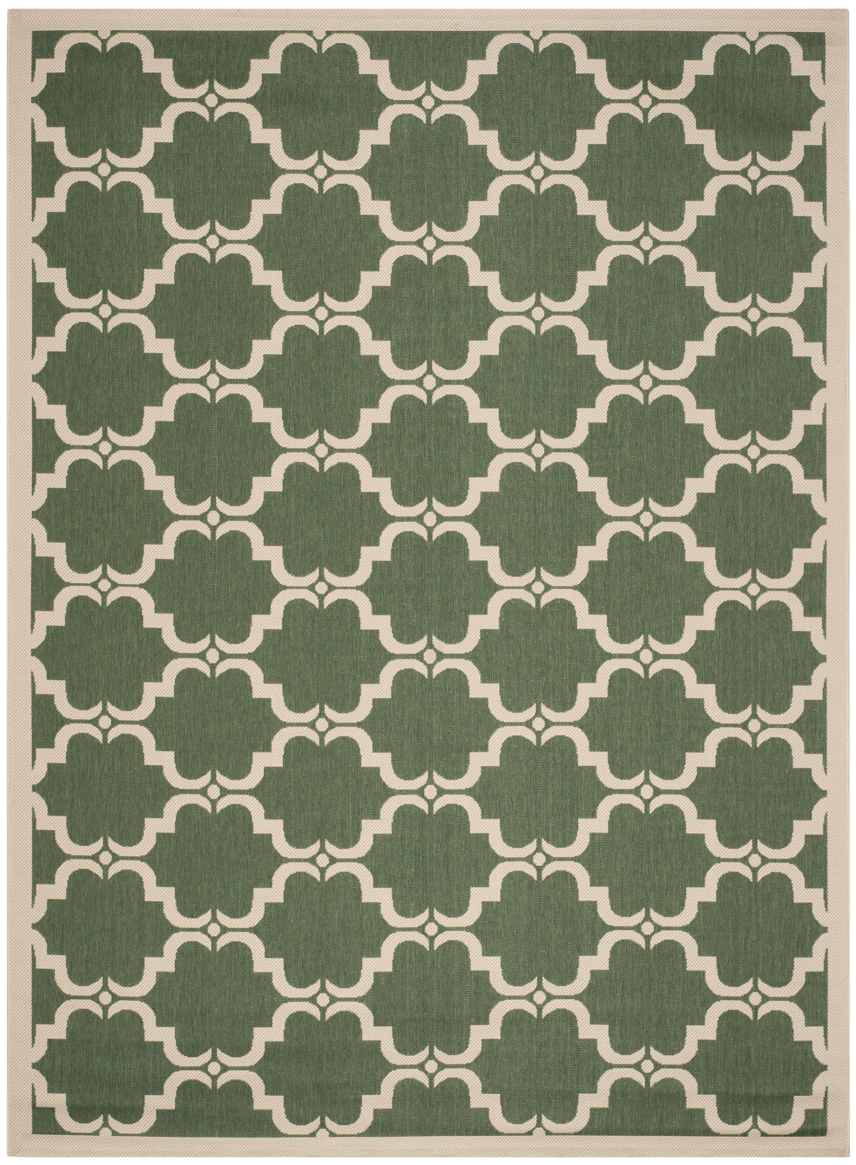 Courtyard CY6009 Power Loomed Indoor and Outdoor Area Rug - Dark Green/Beige - 8'x10' - Safavieh