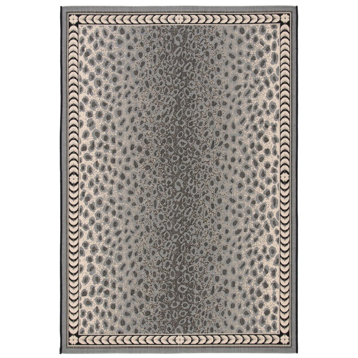 SAFAVIEH Courtyard Candace Spotted Indoor/Outdoor Area Rug, Grey/Black, 9' x 12'