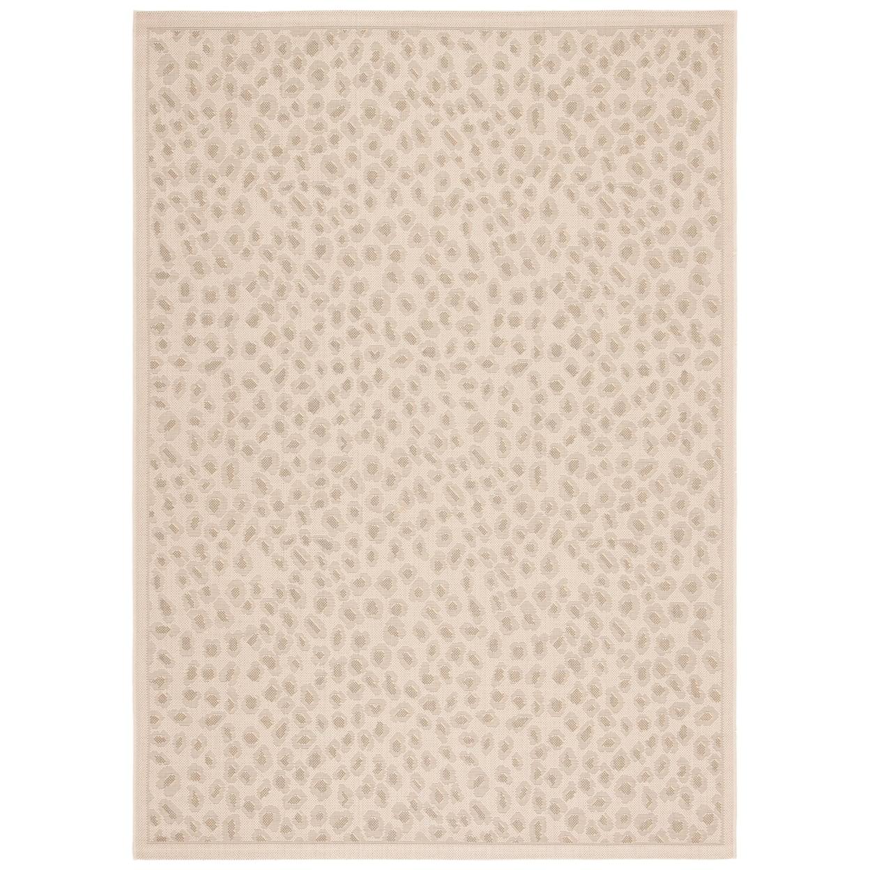 Courtyard Beige & Gold Synthetic 8' x 10' Easy-Care Outdoor Rug