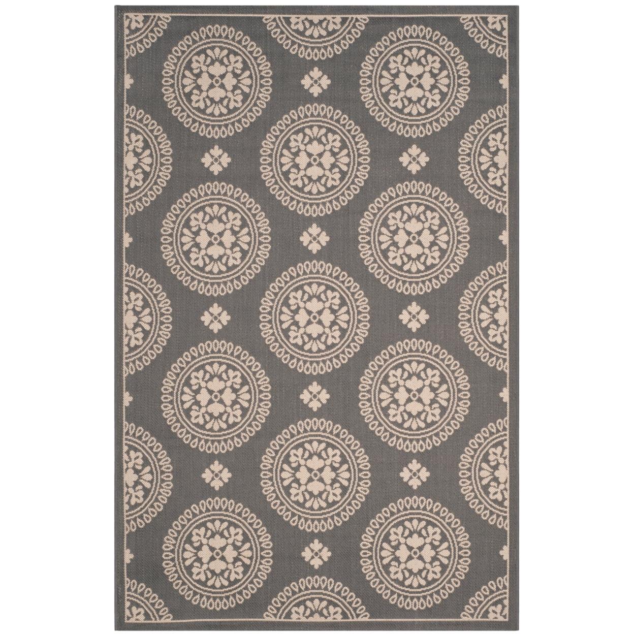 Modern Gray Rectangular Easy-Care Synthetic Indoor/Outdoor Rug