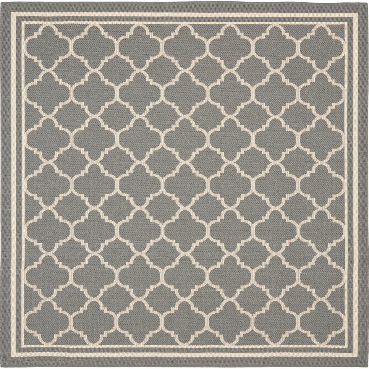 Courtyard CY6918 Power Loomed Indoor/Outdoor Area Rug - Anthracite/Beige - 4'x4' - Safavieh.