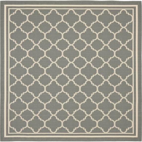 Courtyard CY6918 Power Loomed Indoor/Outdoor Area Rug - Anthracite/Beige - 4'x4' - Safavieh.