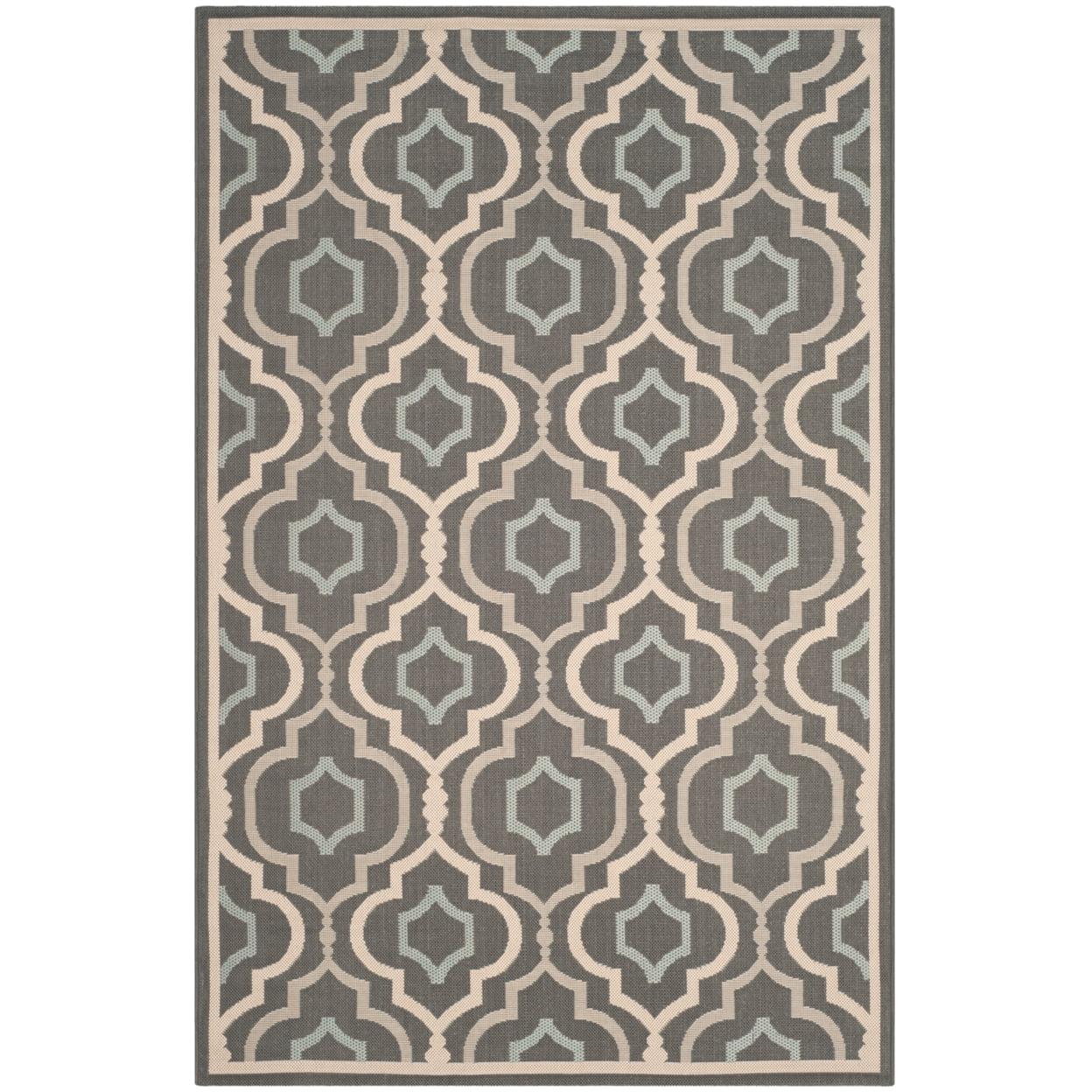 Courtyard Chic 59" Grey Synthetic Rectangular Easy-Care Rug