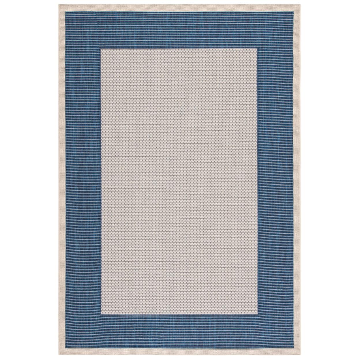 Courtyard Beige & Navy Enhanced Polypropylene Outdoor Area Rug