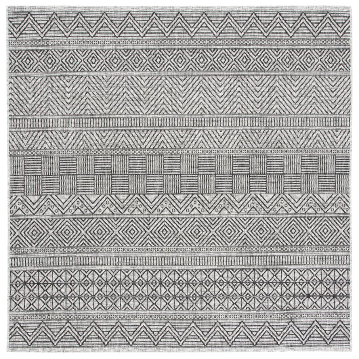 Courtyard Gray 47" Square Non-Slip Synthetic Outdoor Rug