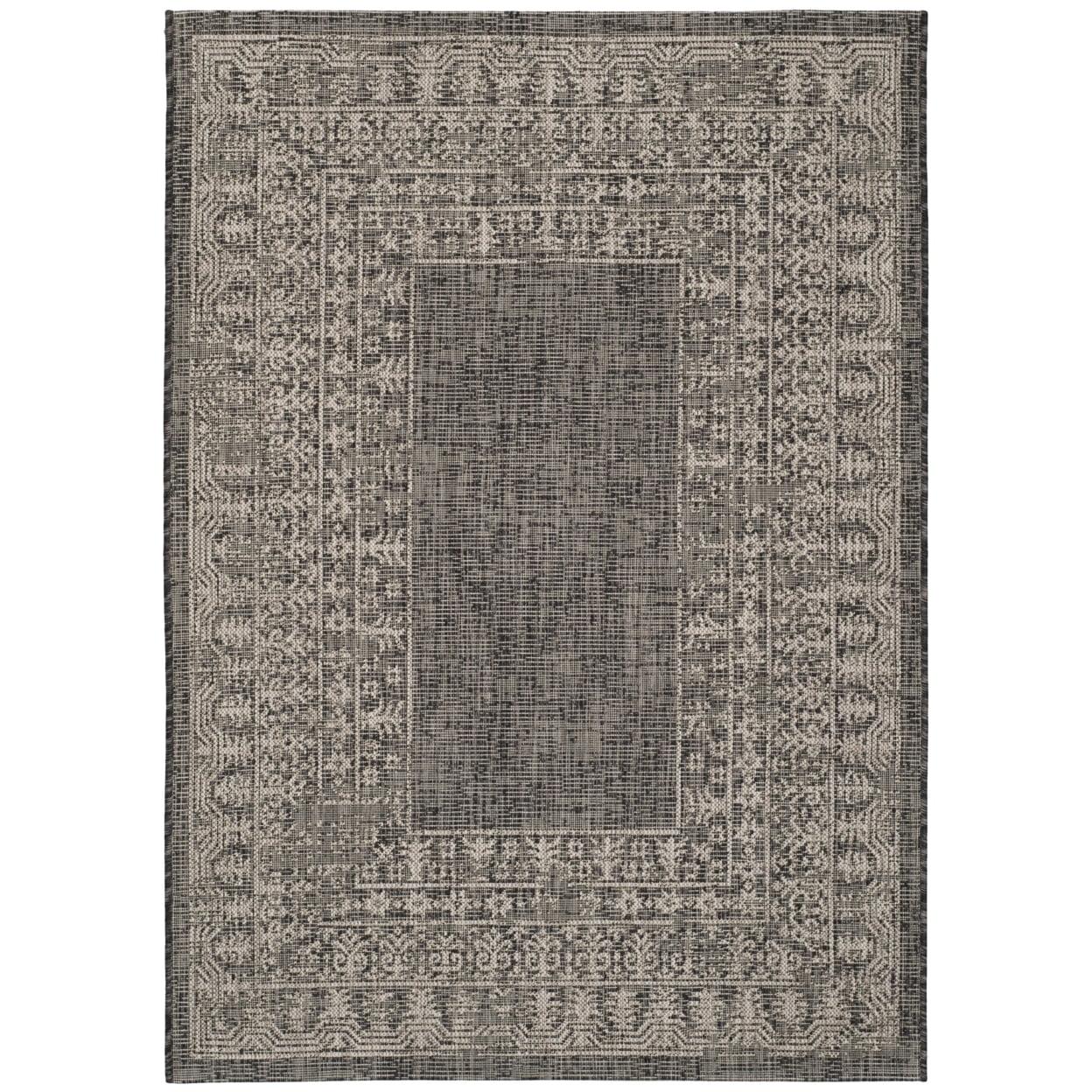 Safavieh Courtyard Black and Beige Rectangular Synthetic Rug