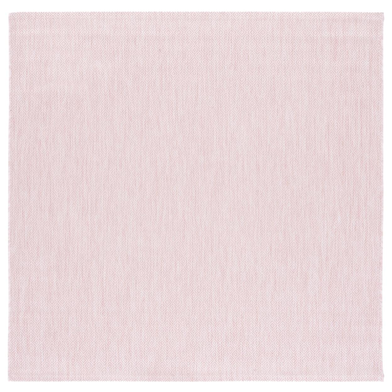 Soft Pink Square Non-slip Synthetic Indoor/Outdoor Rug