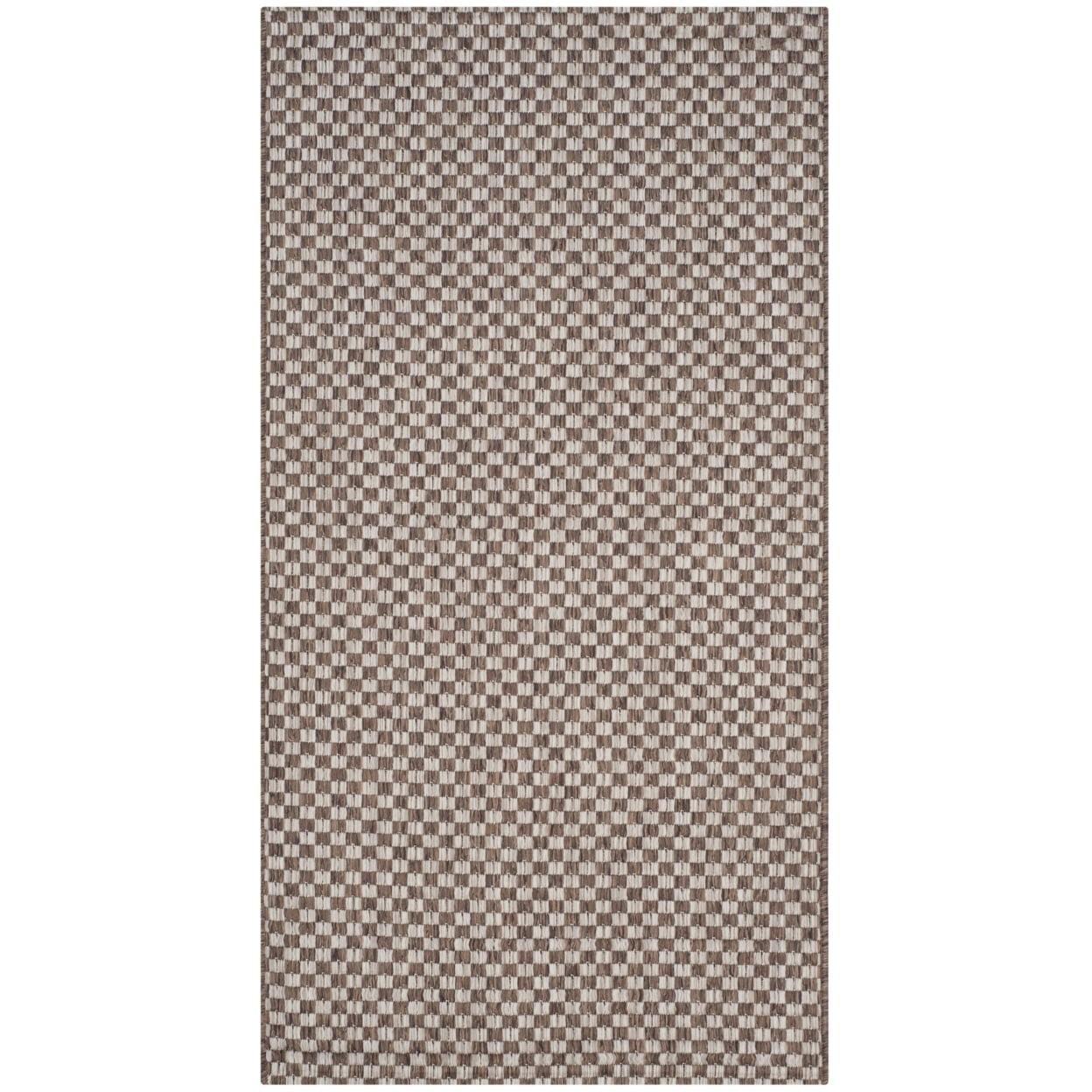 Light Brown and Grey Rectangular Synthetic Washable Rug