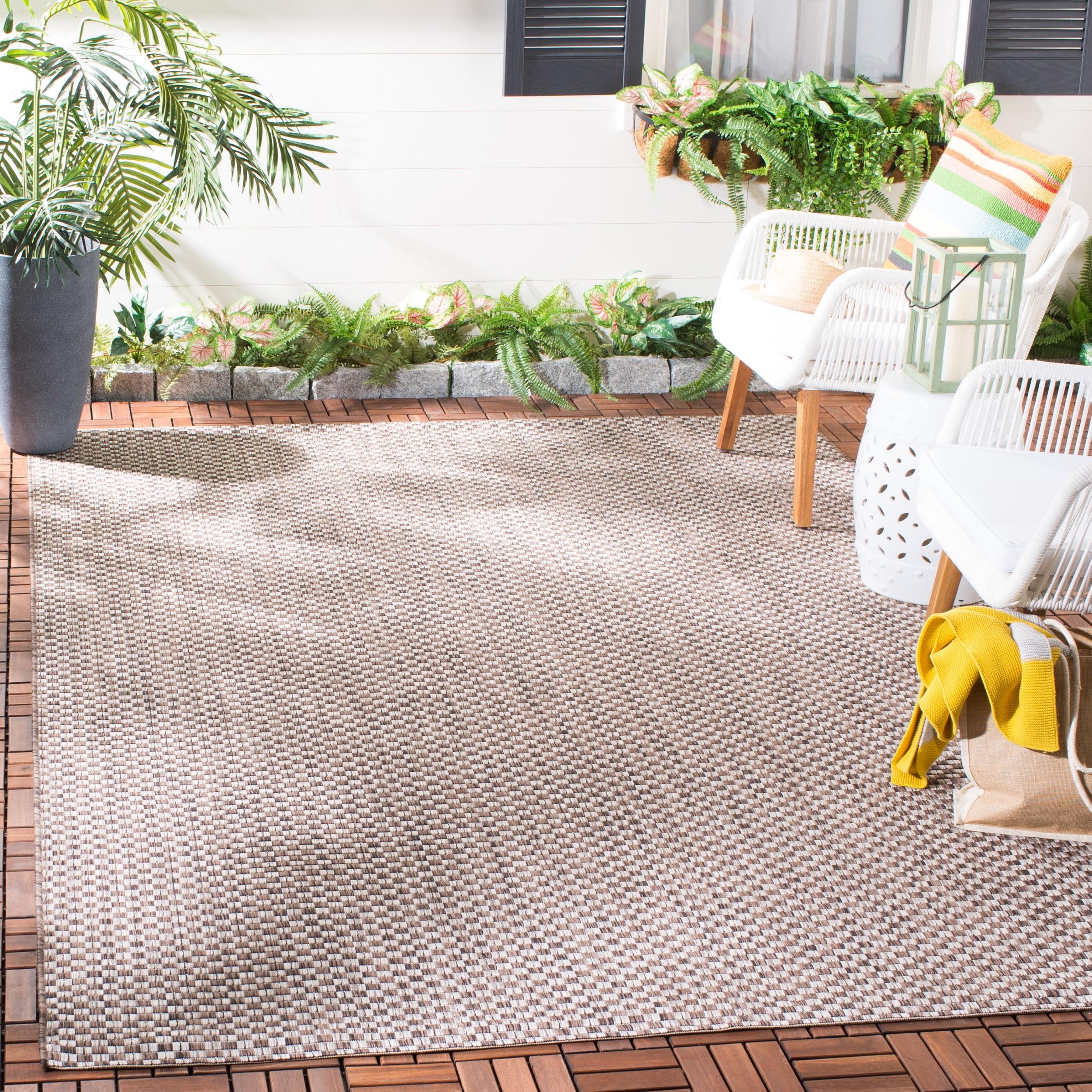 Courtyard CY8653 Power Loomed Indoor and Outdoor Area Rug - Light Brown/Light Grey - 5'3"x5'3" - Safavieh