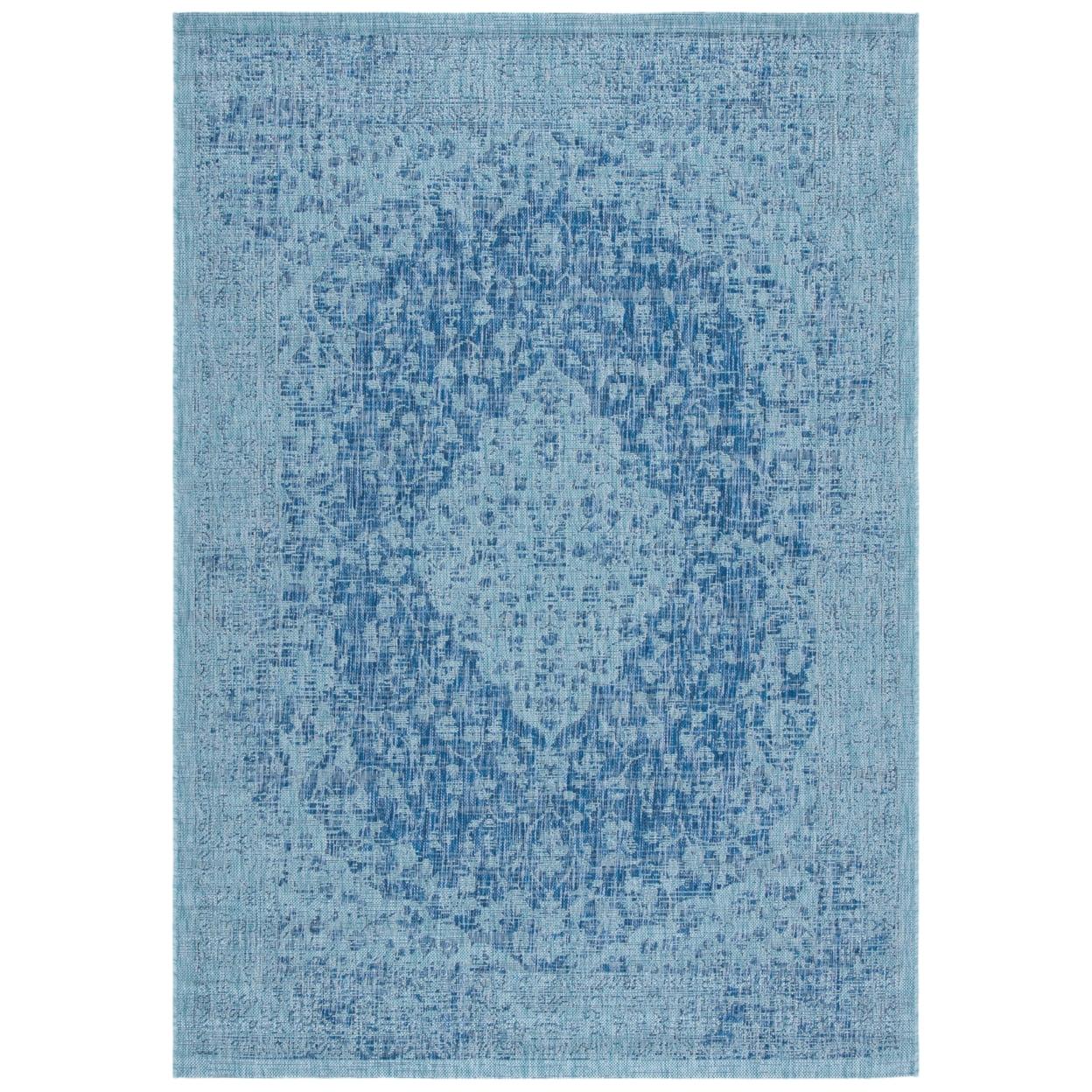 SAFAVIEH Outdoor CY8720-39421 Courtyard Navy / Aqua Rug