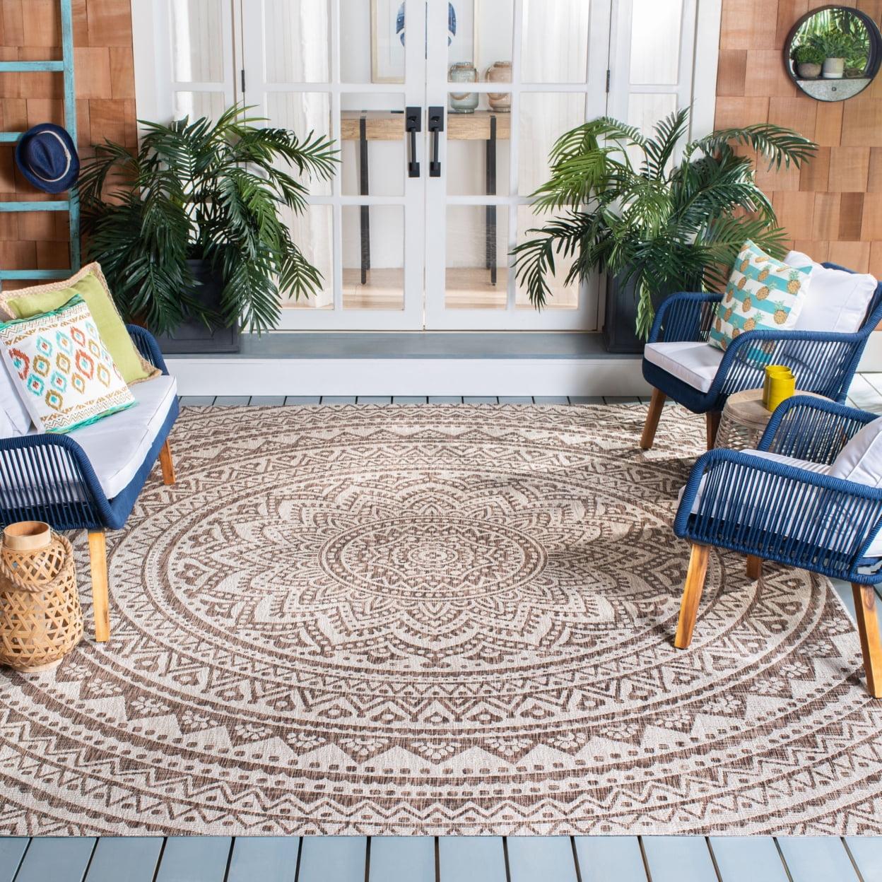 Courtyard CY8734 Power Loomed Indoor and Outdoor Area Rug - Light Beige/Light Brown - 9'x12' - Safavieh