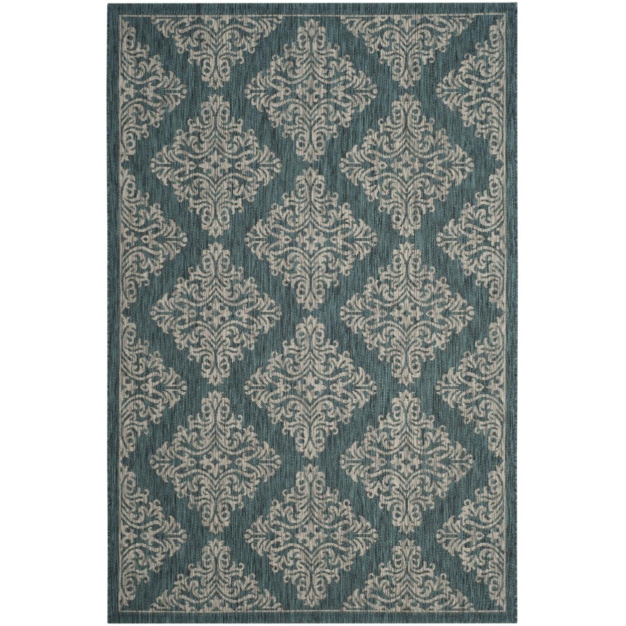 SAFAVIEH Outdoor CY8765-37221 Courtyard Blue / Grey Rug