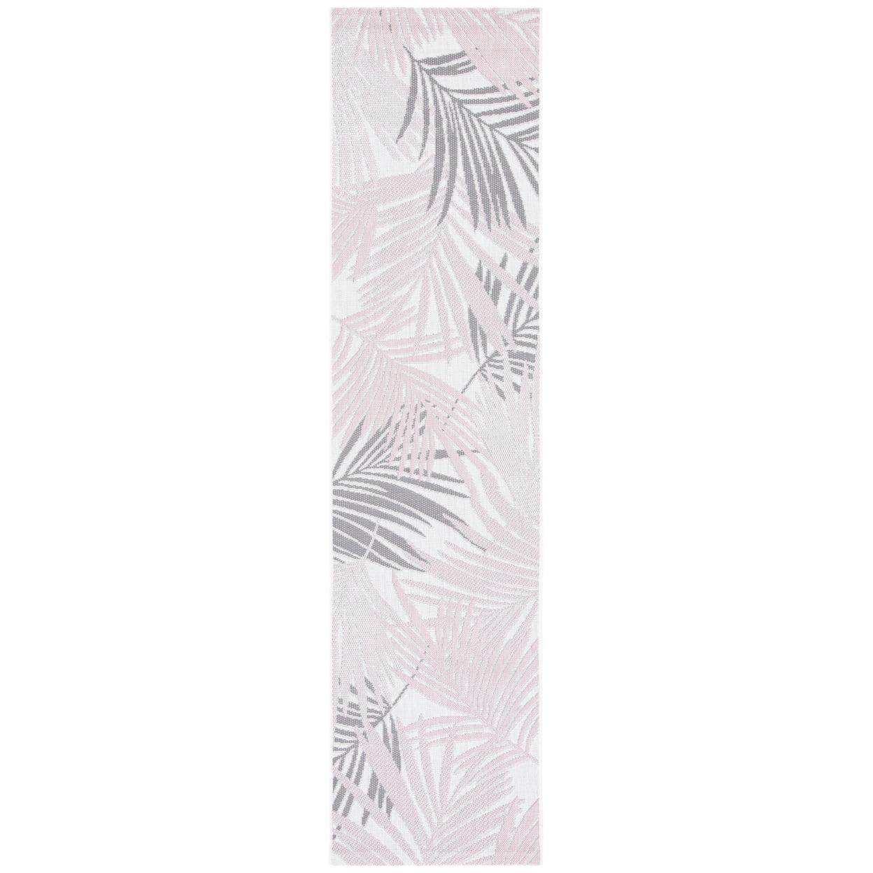 Ivory and Pink Synthetic Courtyard Runner Rug 2'2" x 9'