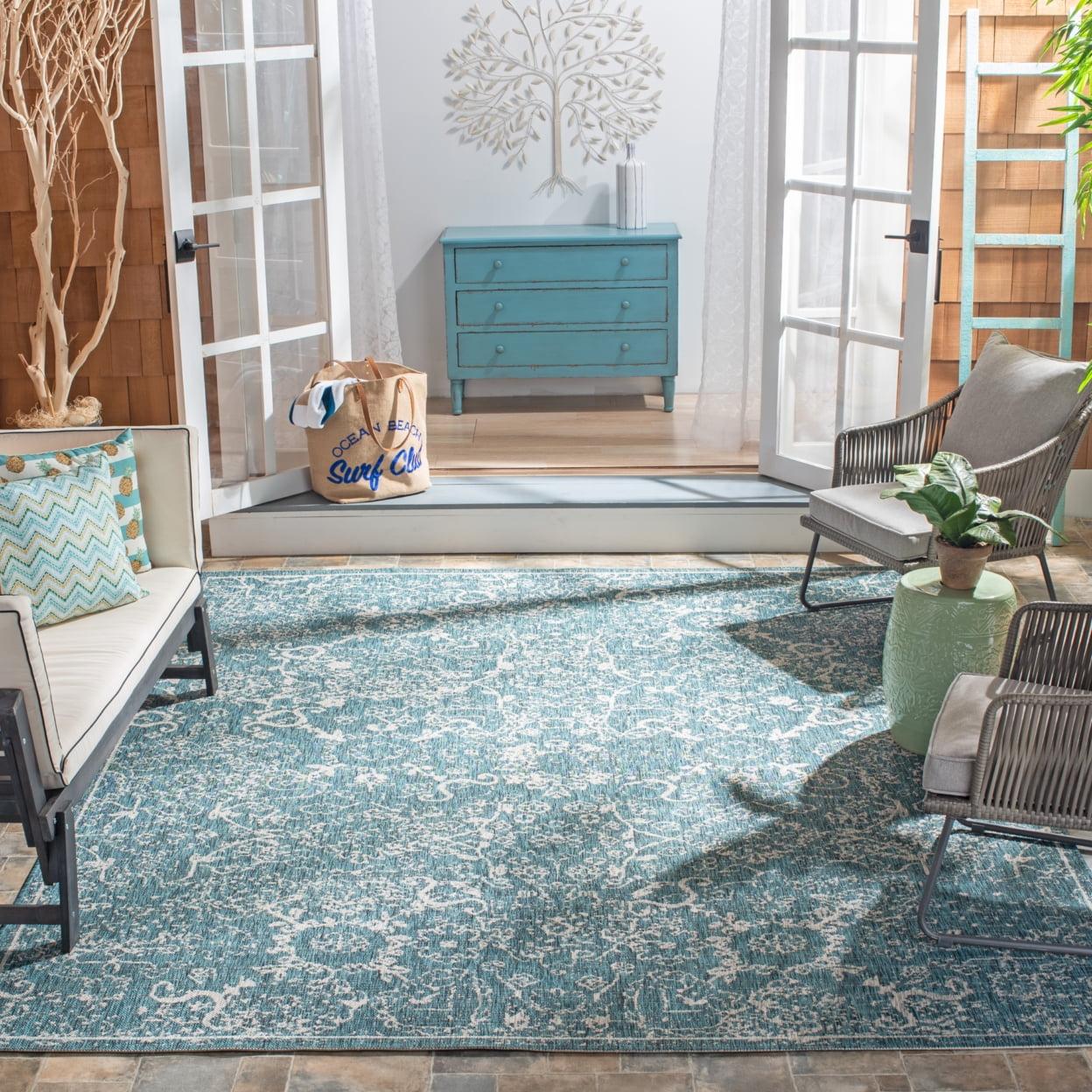 Blue Geometric 8' x 10' Indoor/Outdoor Rug