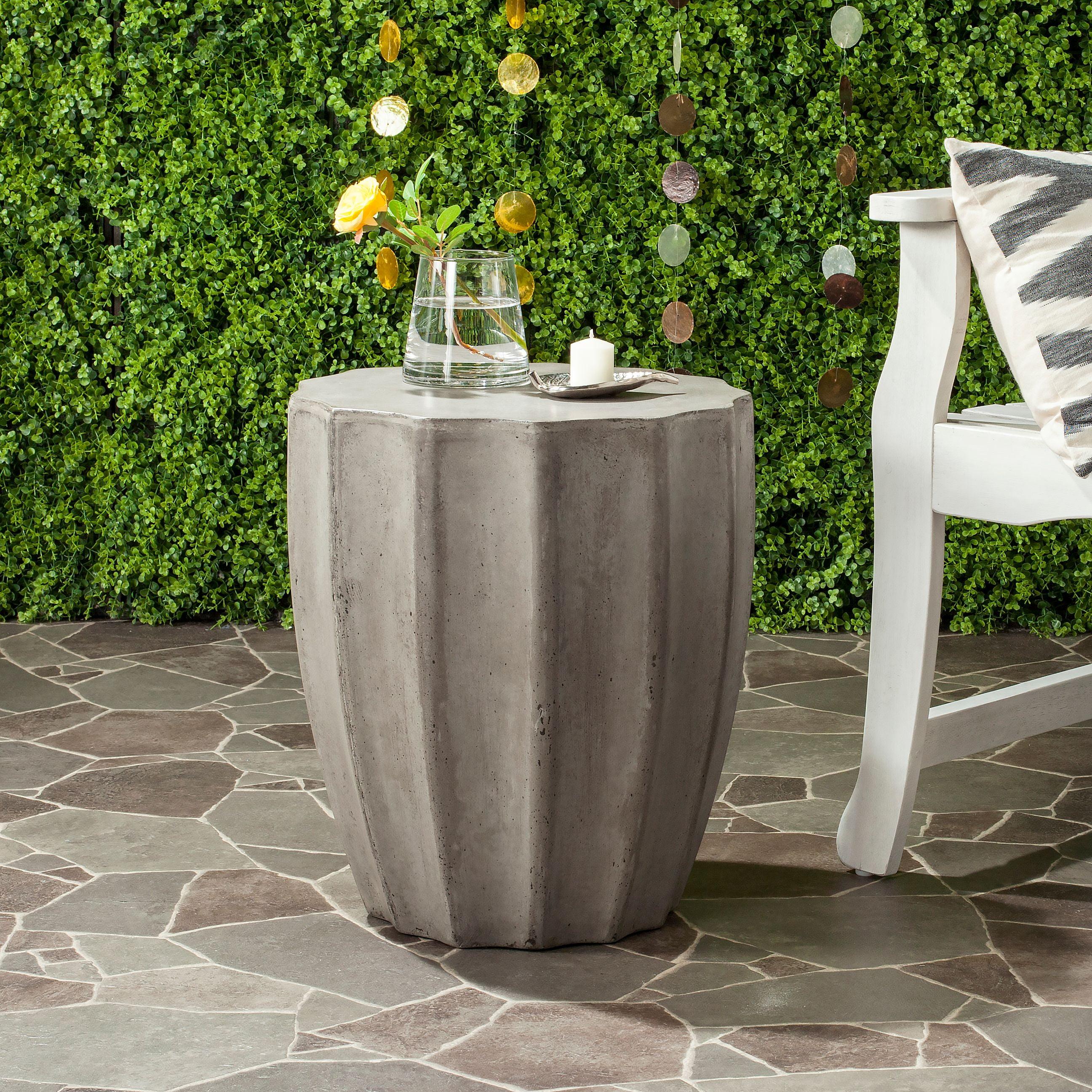 Jaslyn Concrete Indoor/Outdoor Accent Stool  - Safavieh