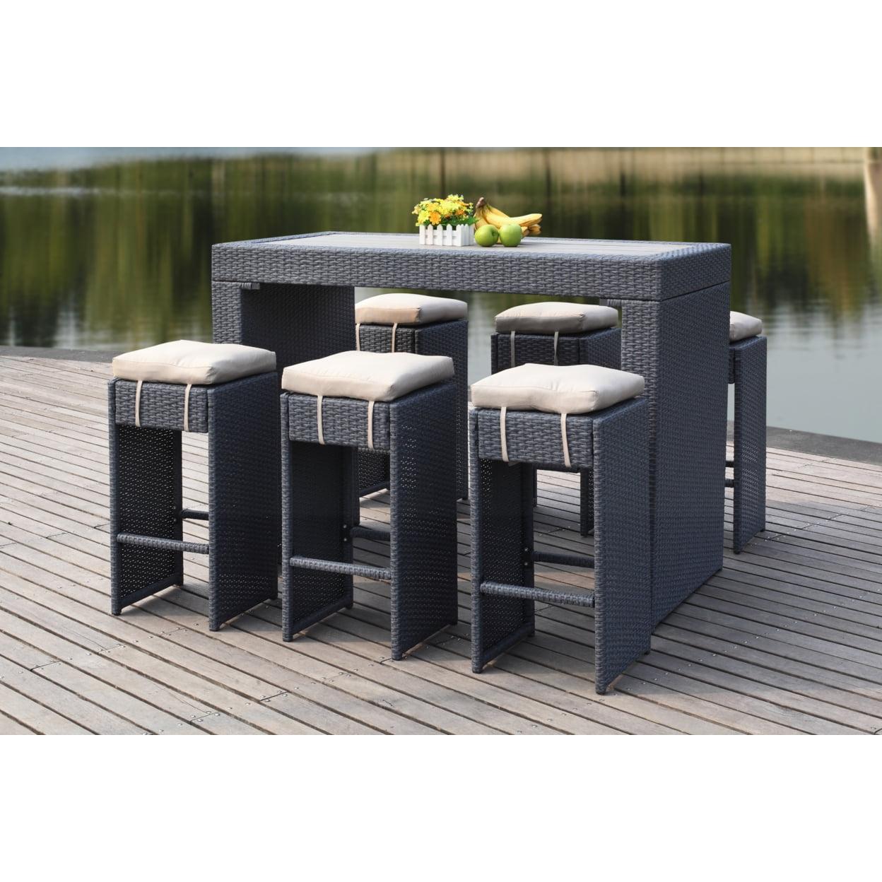 Sanders Bar Set - Indoor/Outdoor - PAT2502 - Titanium/Sand - Safavieh
