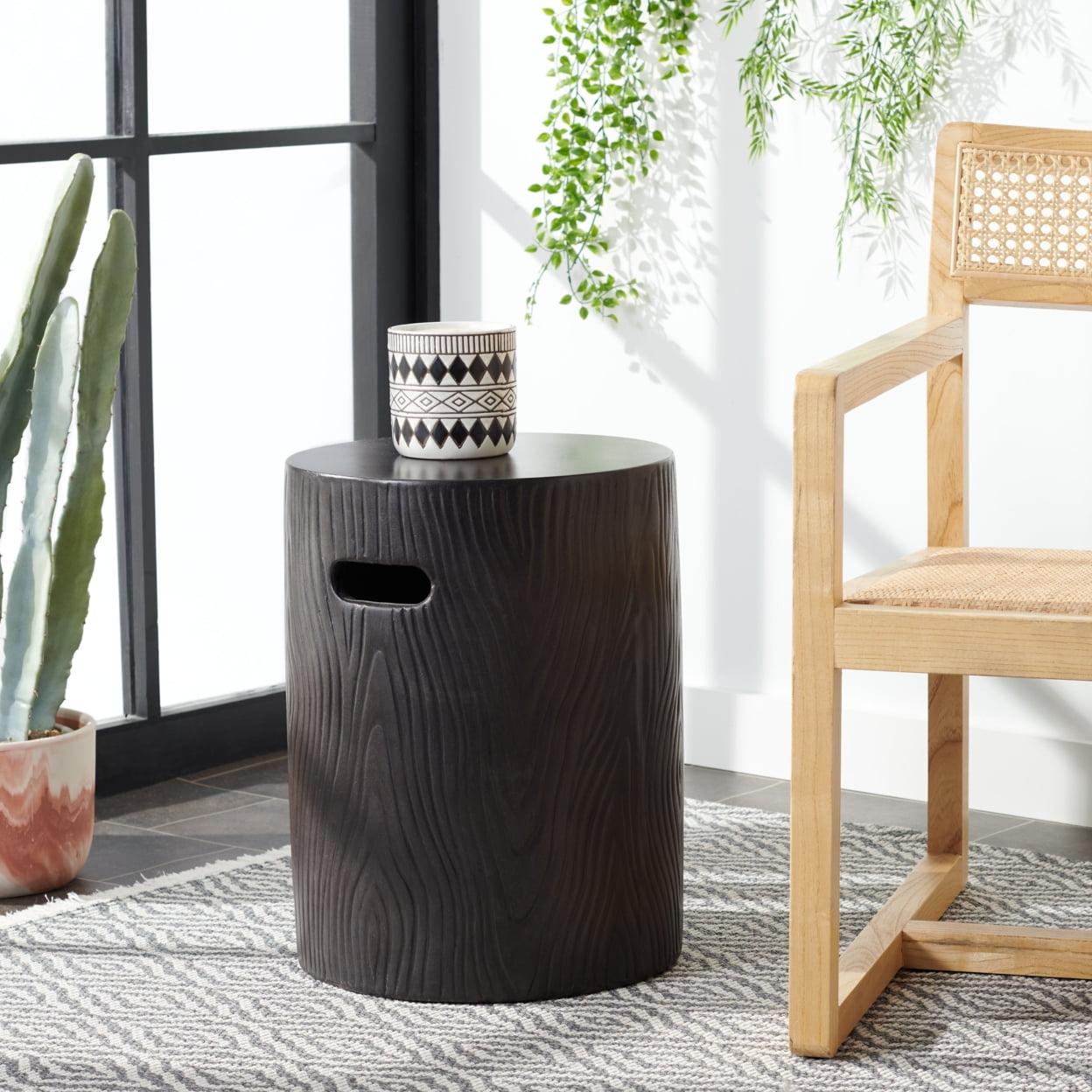 Trunk Accent Stool - Indoor/Outdoor - VNN1004 - Black - Safavieh