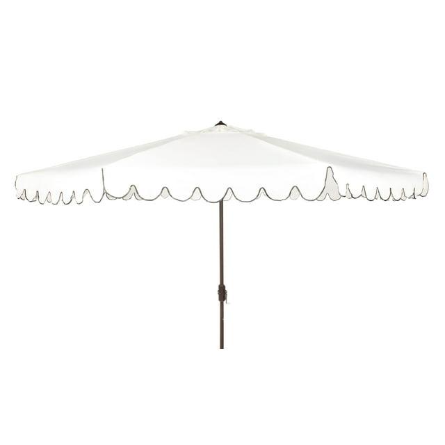 Venice 11Ft Round Crank Umbrella - PAT8110 - Ivory/Black - Safavieh