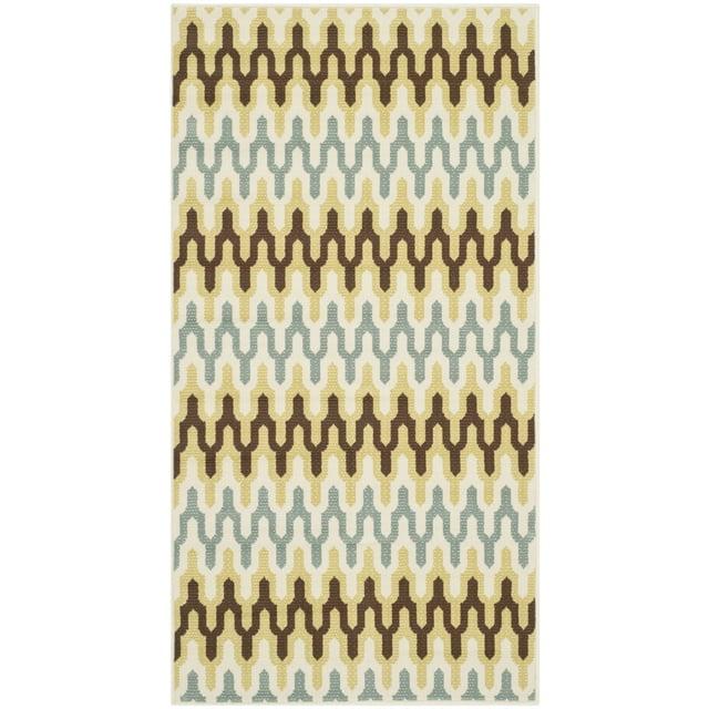 Hampton HAM518 Indoor/Outdoor Machine Made Accent Rug - 2'7"x5' - Green/Light Blue - Safavieh