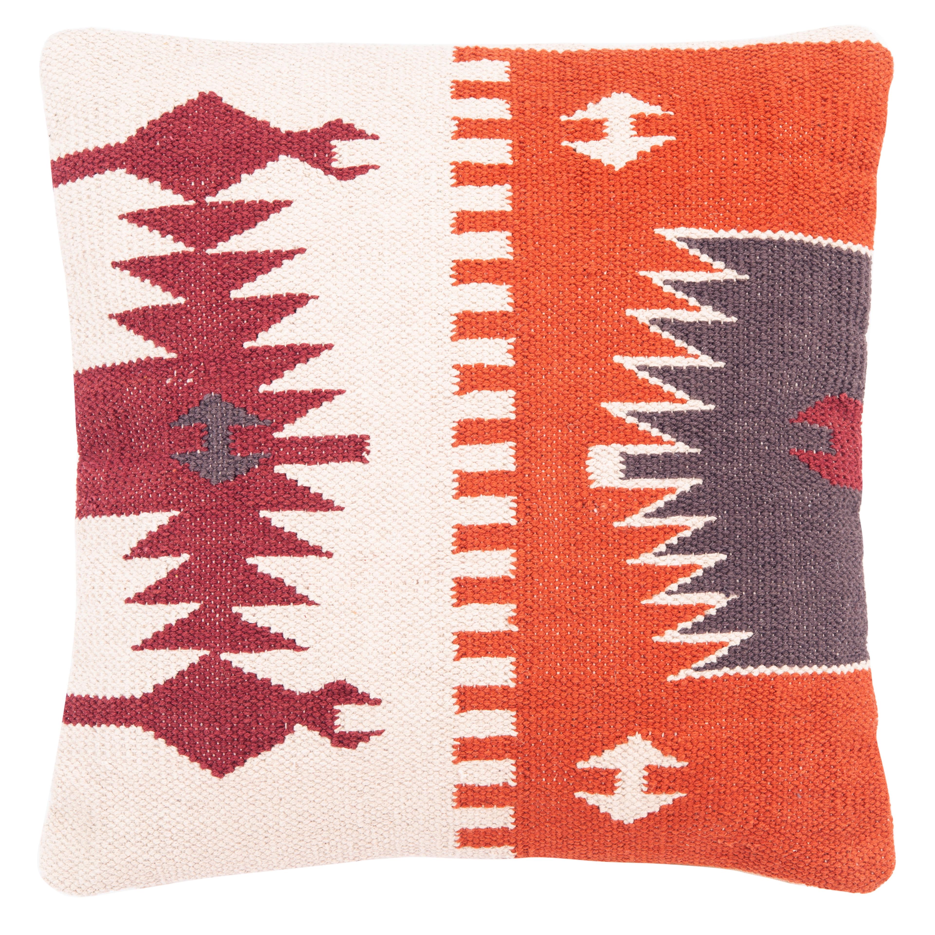 Southwestern Rust and Beige Cotton Throw Pillow