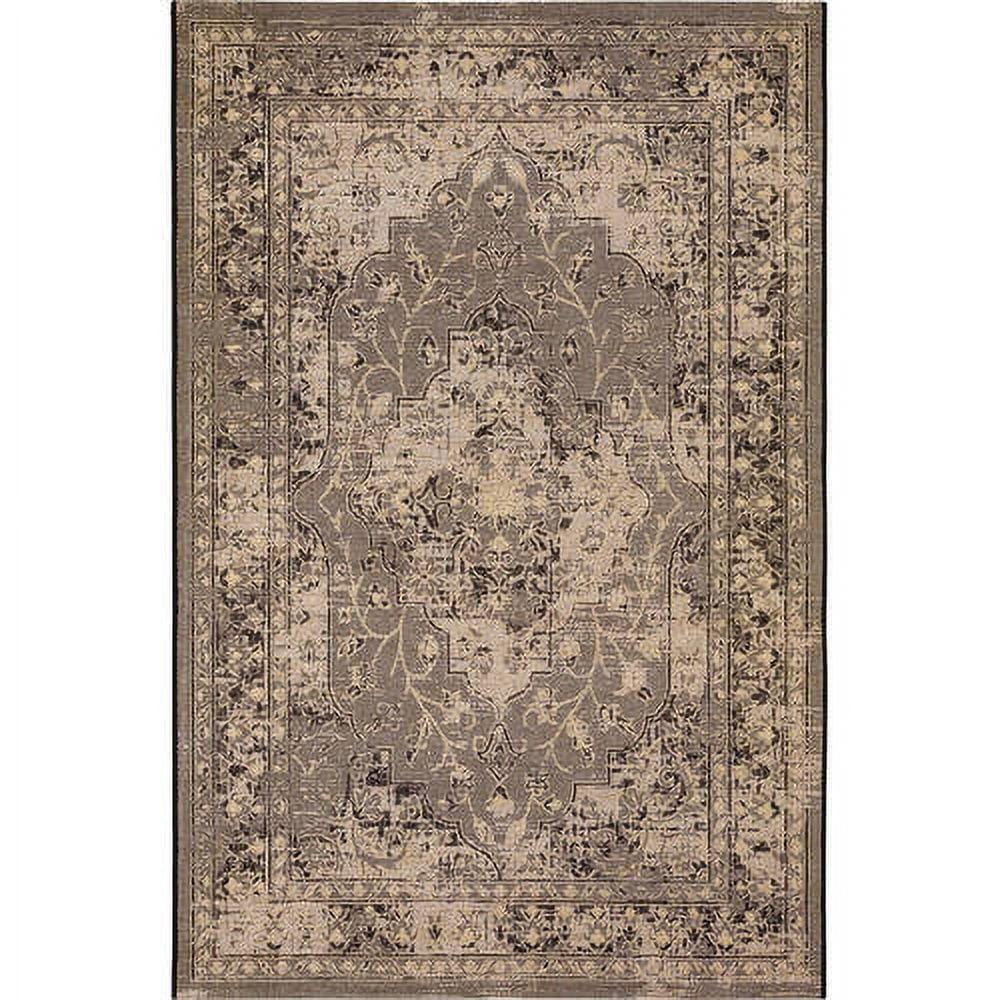 Beige and Grey Chenille Flat Woven Area Rug, 8' x 11'