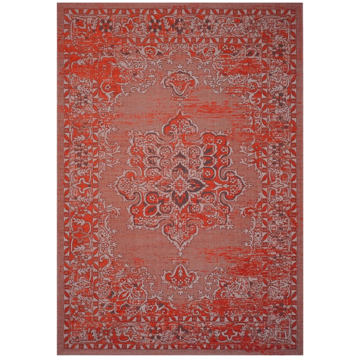 Luxe Palazzo 5' x 8' Orange and Light Grey Flat Woven Area Rug