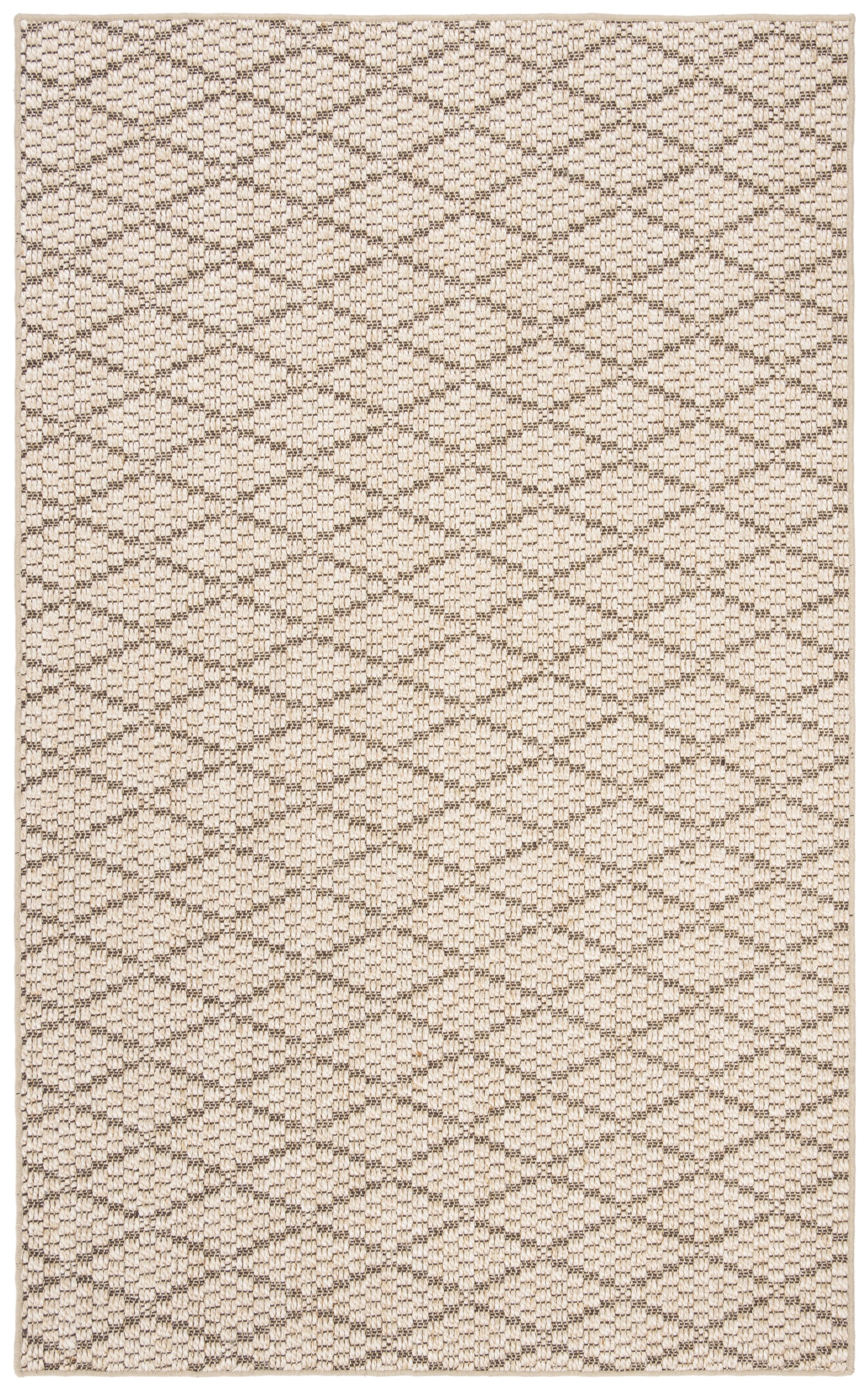 Beige and Brown Geometric Sisal Area Rug, 5' x 8'