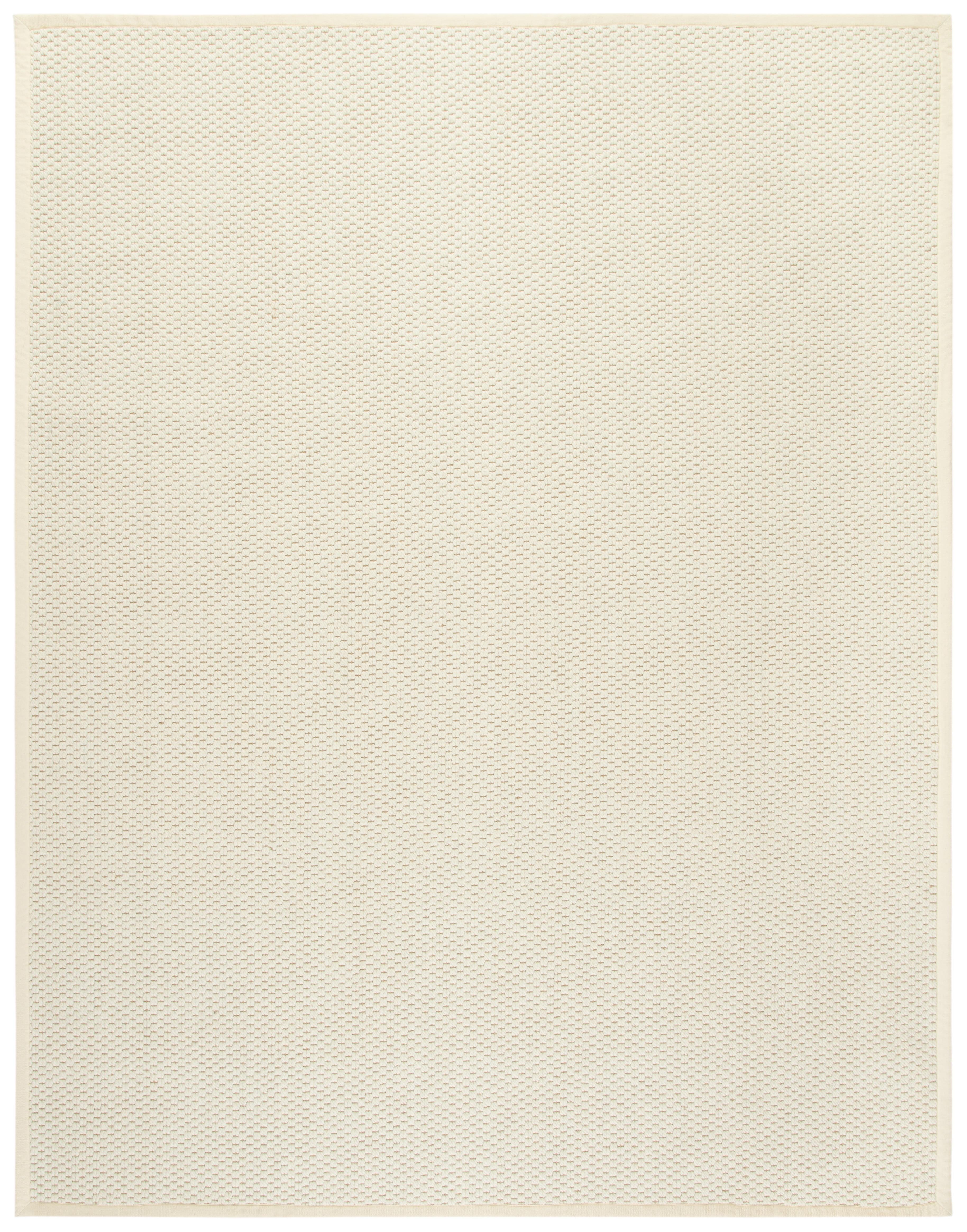 Ivory Hand-Knotted Wool Rectangular Area Rug, 9' x 12'