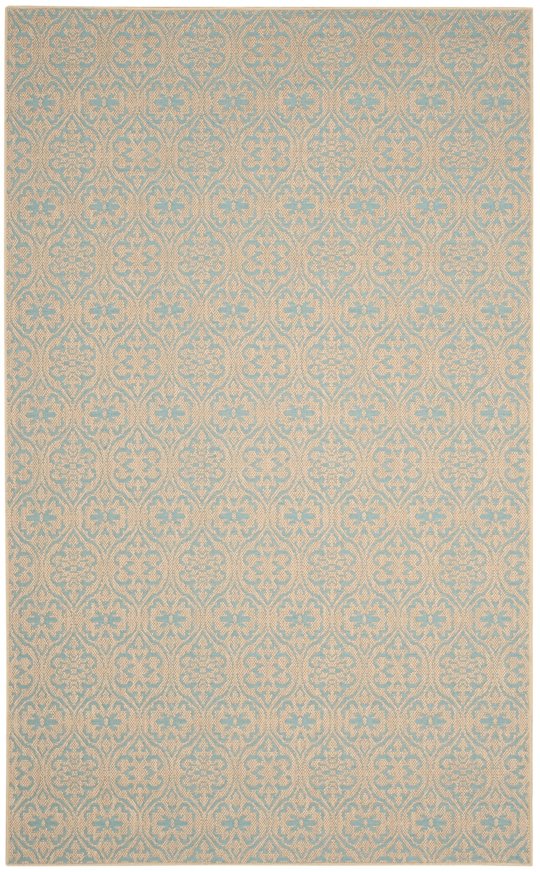 Natural Turquoise Sisal 4' x 6' Hand-Knotted Area Rug