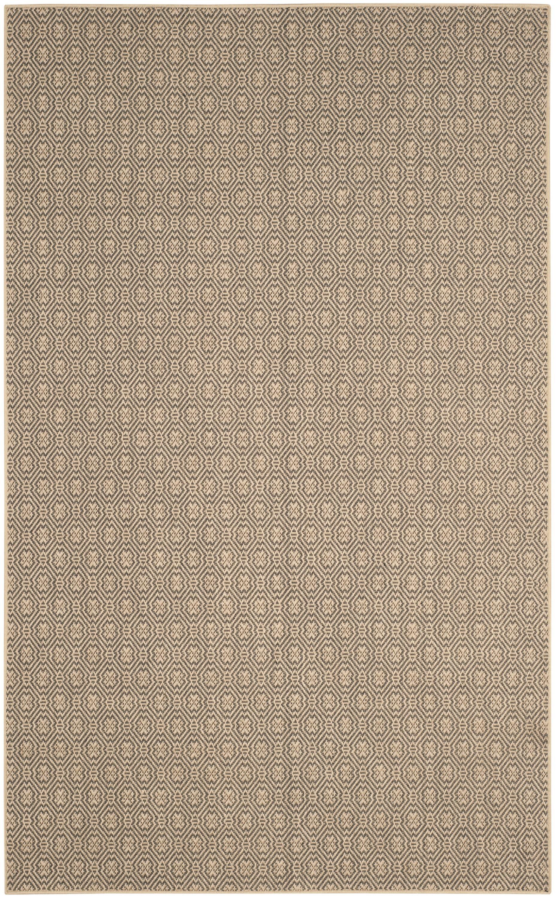 Palm Beach Natural Black Geometric 4' x 6' Synthetic Rug