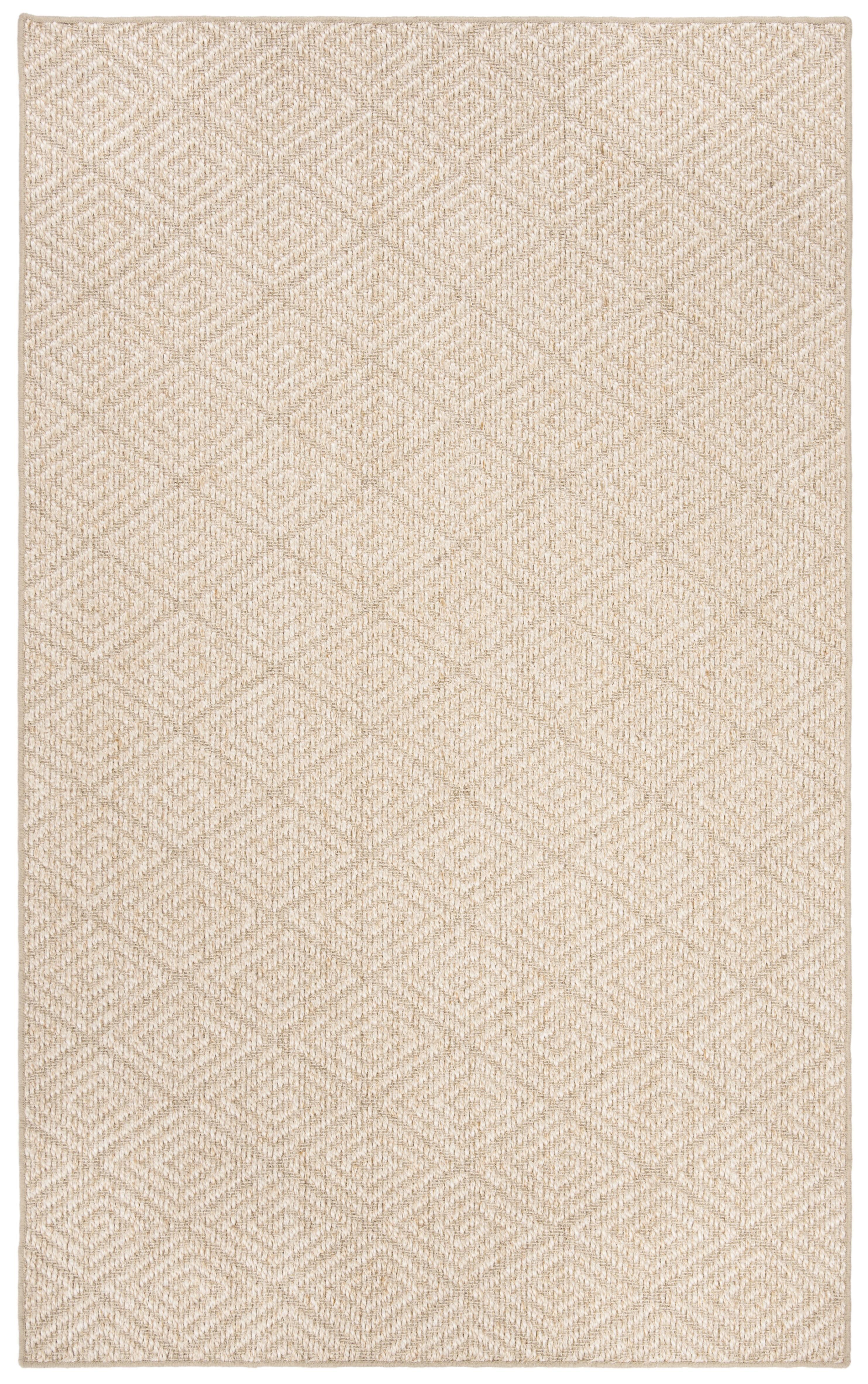 Beige Geometric Flat Woven Synthetic Area Rug 5' x 8'