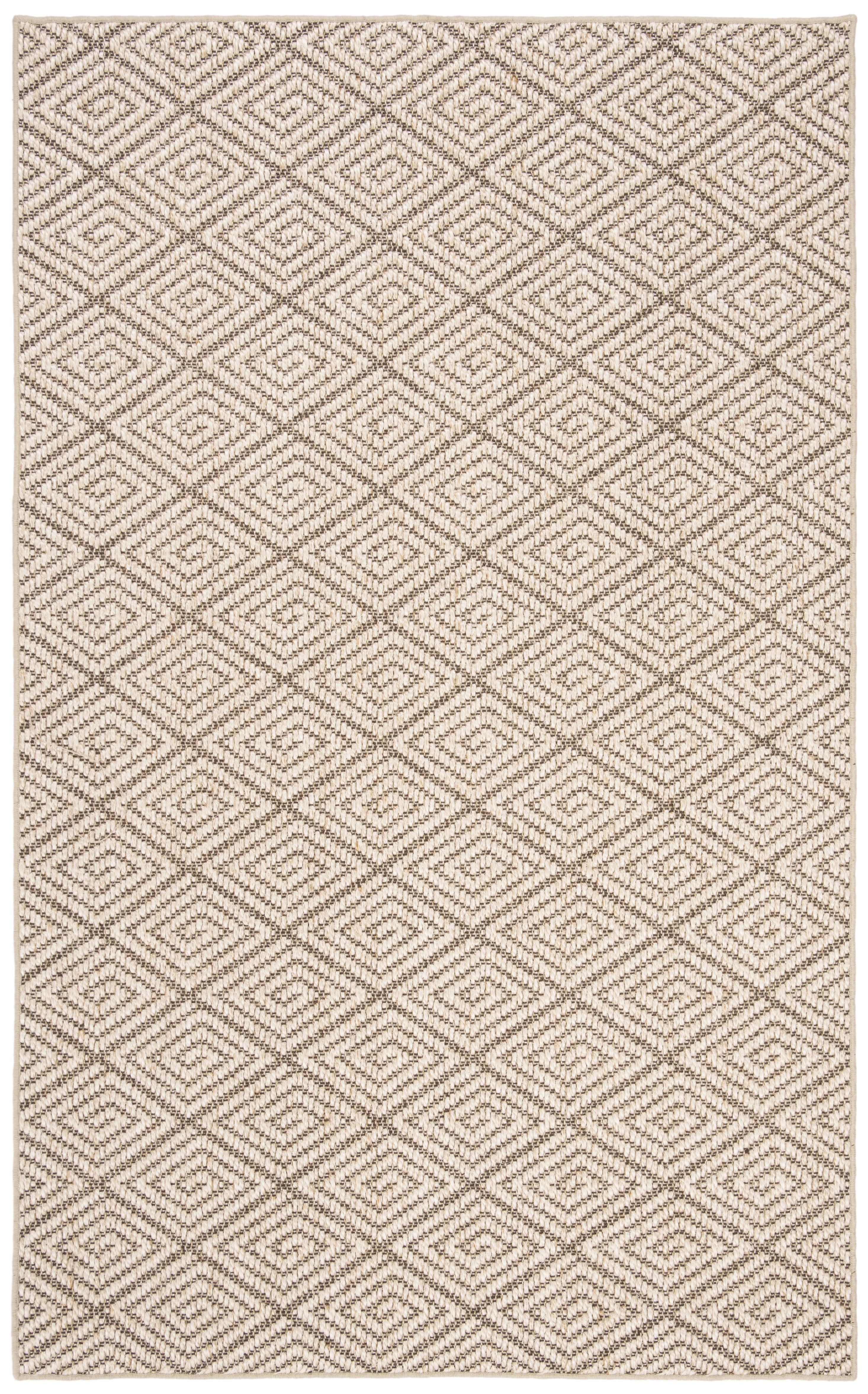 Beige and Brown Geometric Sisal Area Rug, 5' x 8'