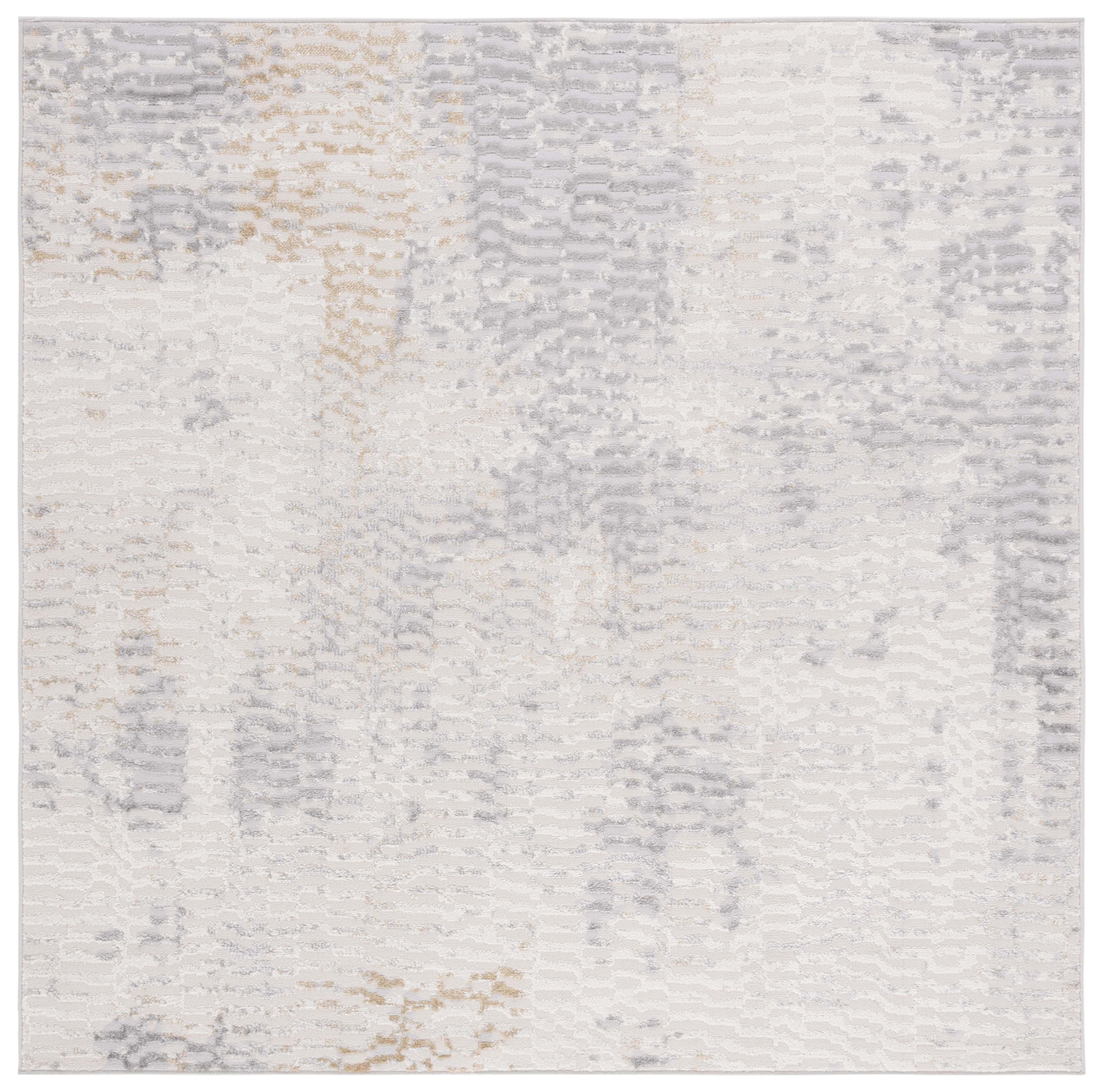 Palma Erica Abstract Gray Square Synthetic Rug - 6'7" x 6'7"