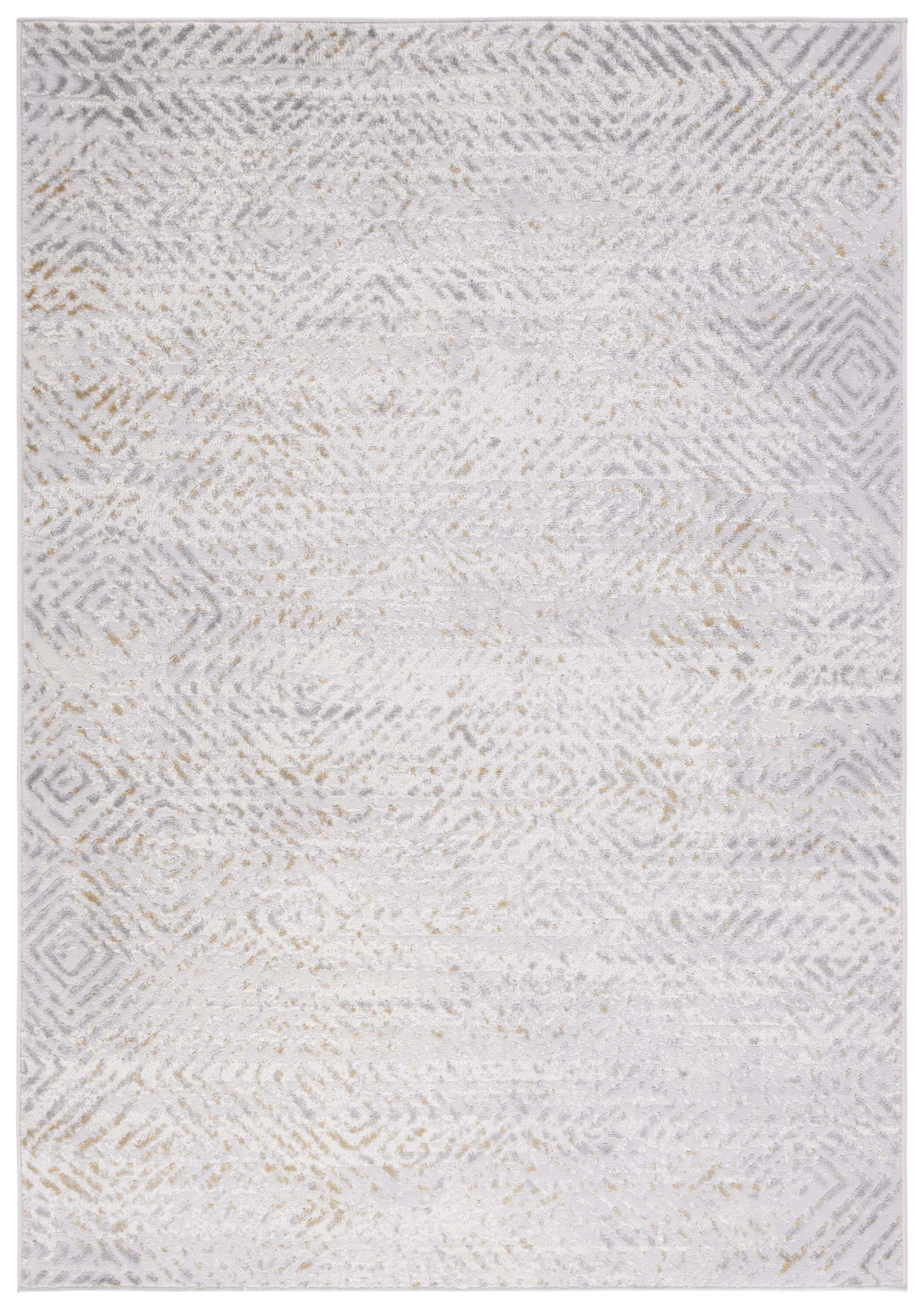 Elegant Gray Synthetic 4'5" x 6'5" Hand-Knotted Area Rug