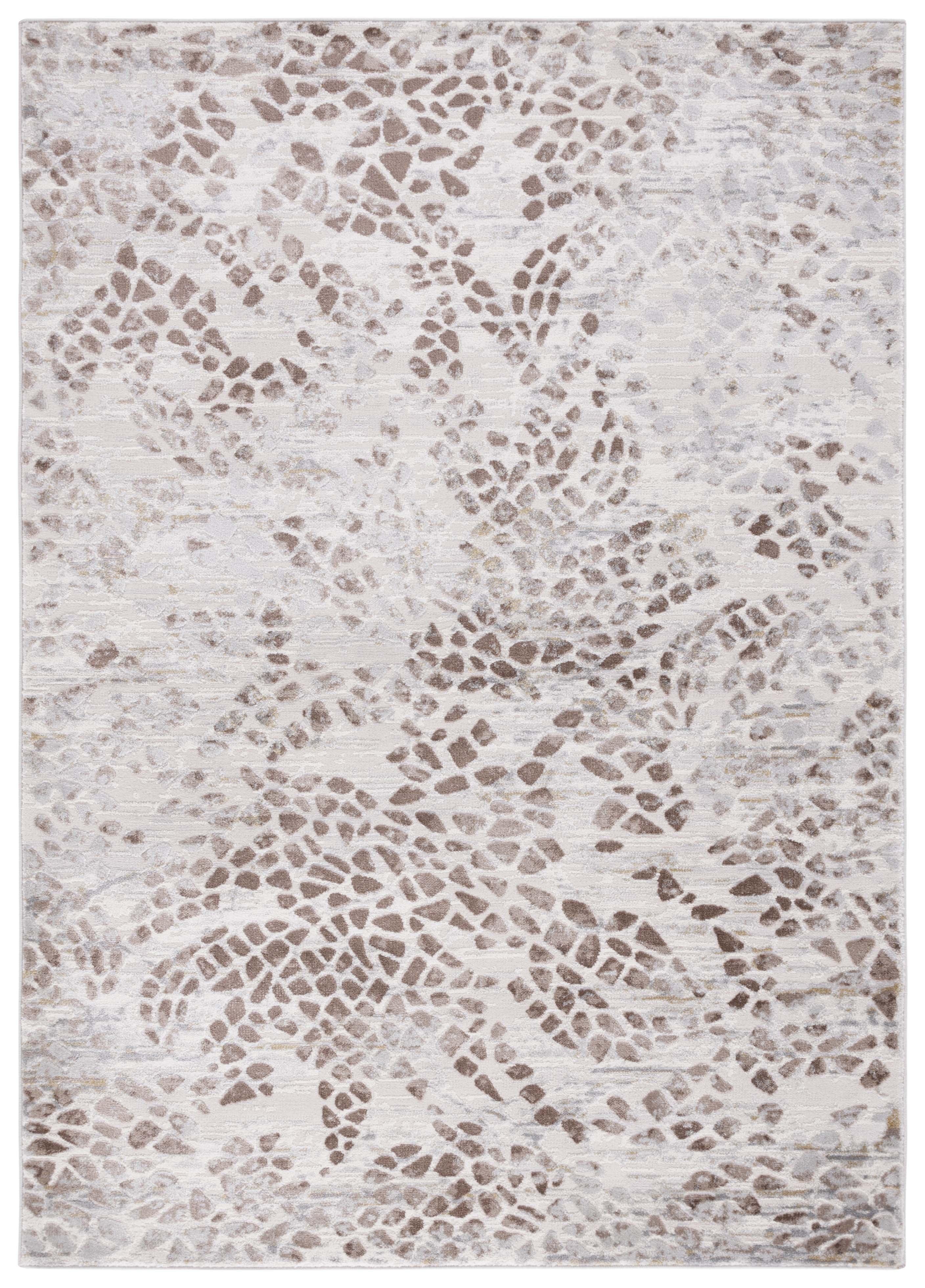 Ivory and Beige Hand-Knotted Synthetic Area Rug