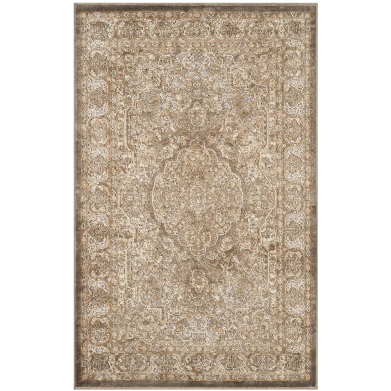 SAFAVIEH Paradise Alton Traditional Floral Area Rug, Mouse/Silver, 4' x 5'7"