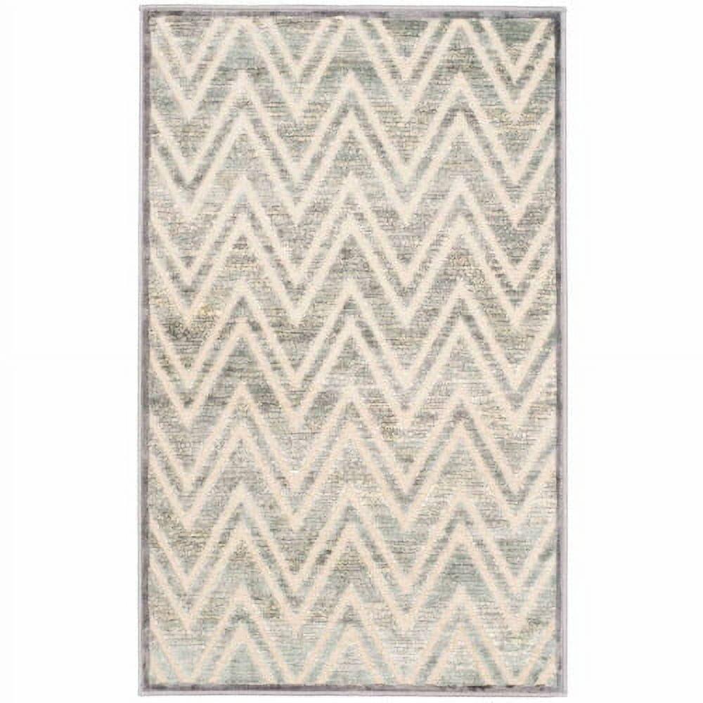 Gray and Multi Zigzag Stripes Wool Area Rug