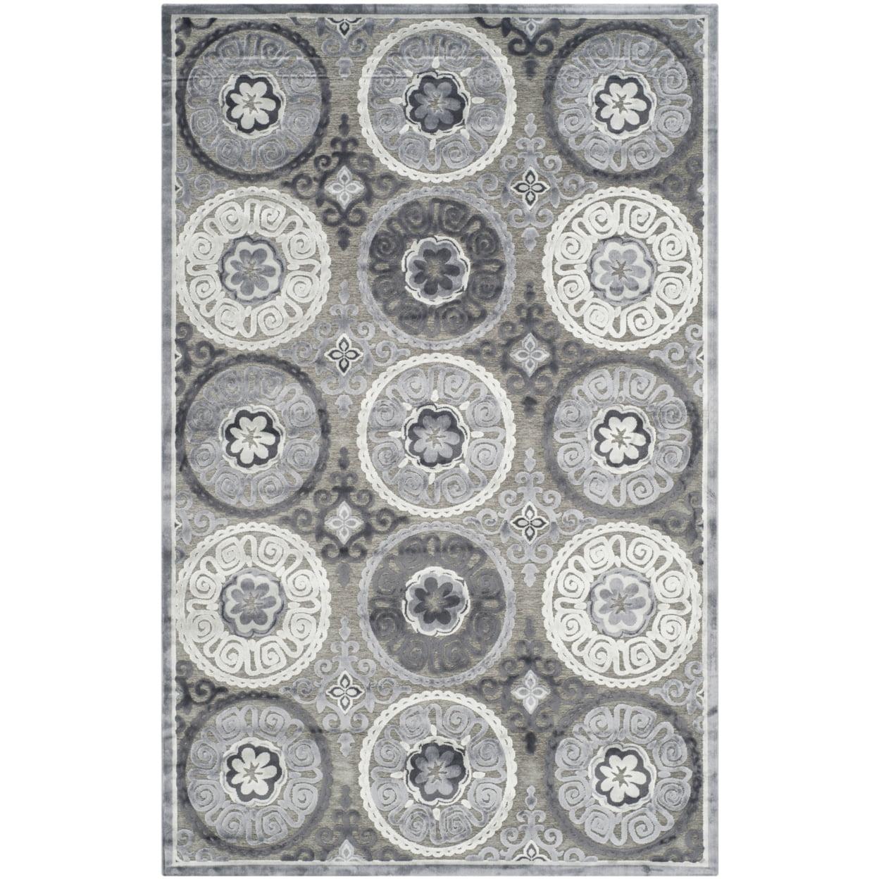 SAFAVIEH Paradise Fidan Geometric Circles Area Rug, Light Grey/Dark Grey, 5'1" x 7'6"