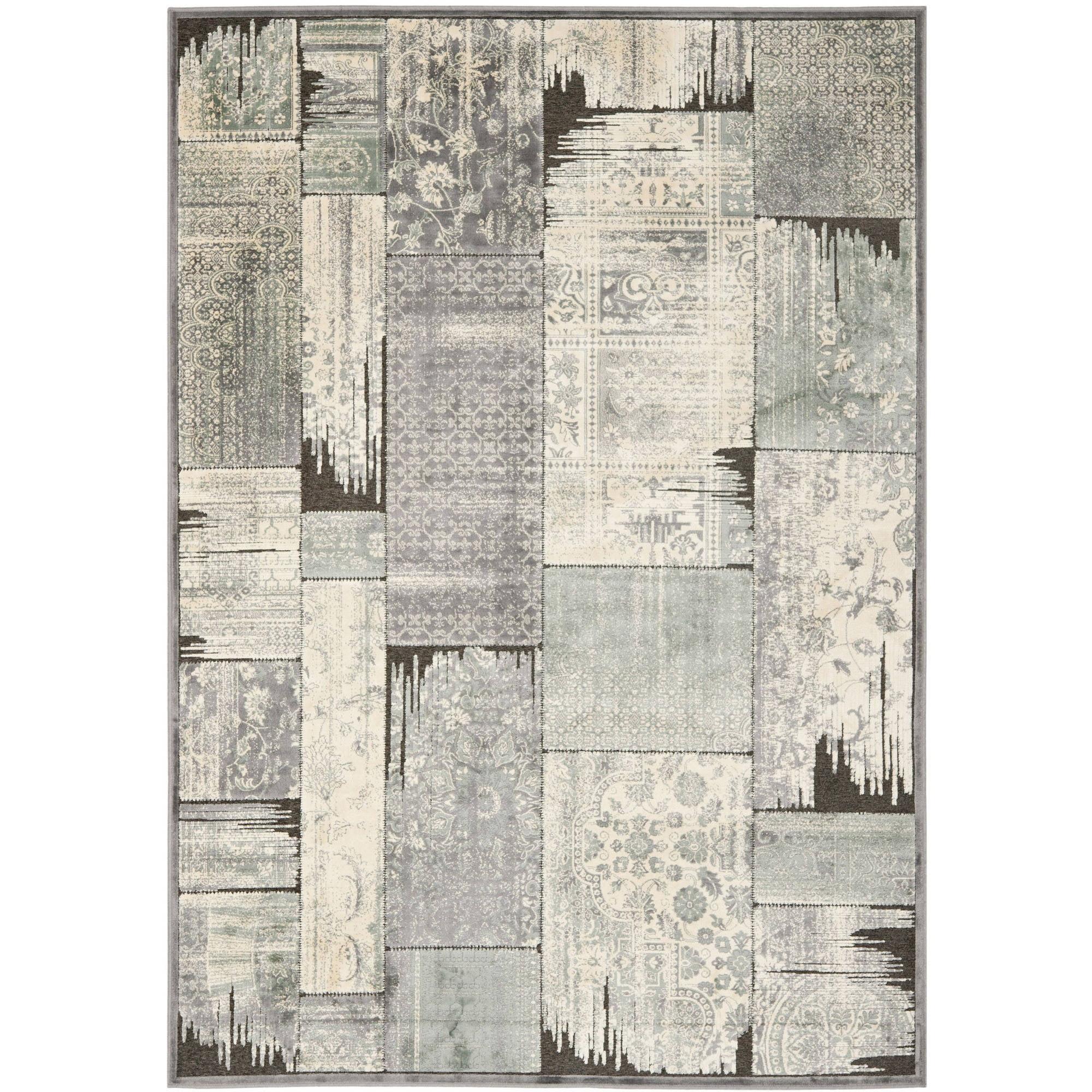 Gray and Anthracite Rectangular Viscose Chenille Area Rug