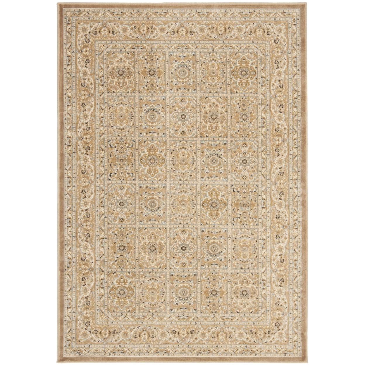 Ivory and Beige Rectangular Viscose Chenille Area Rug