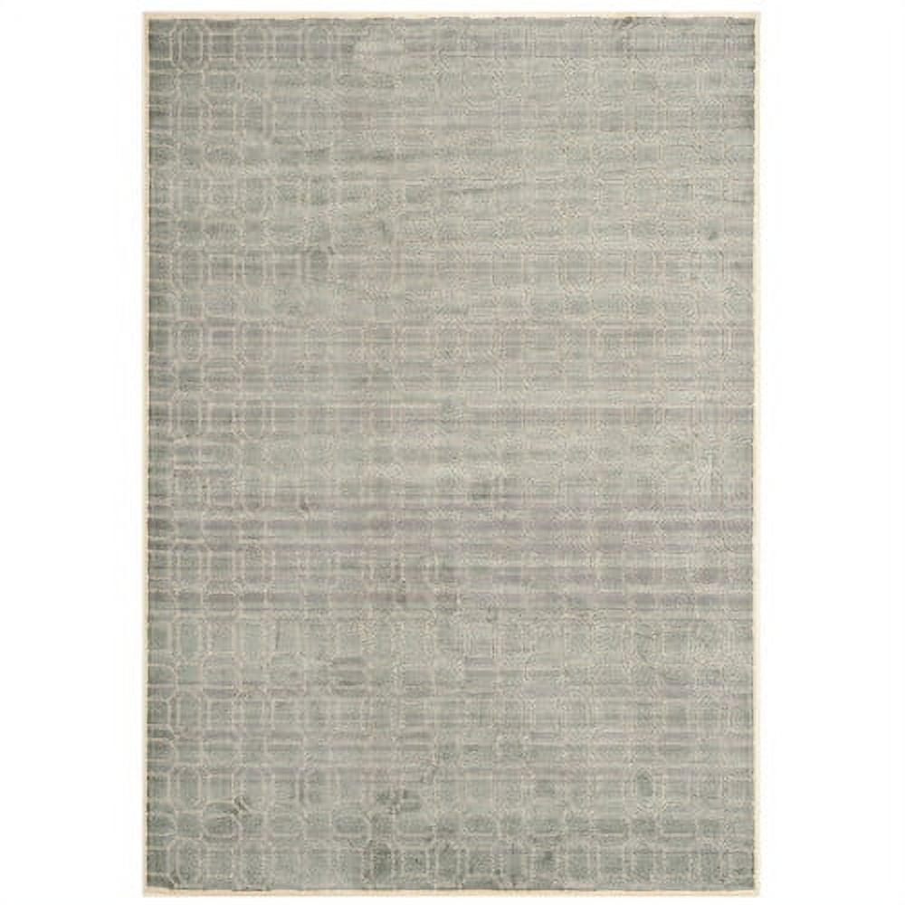 Gray Geometric Viscose and Silk Area Rug, 5'3" x 7'6"