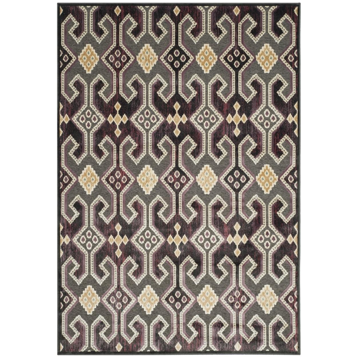 Anthracite Geometric Tessellation Viscose Area Rug, 5'3" x 7'6"