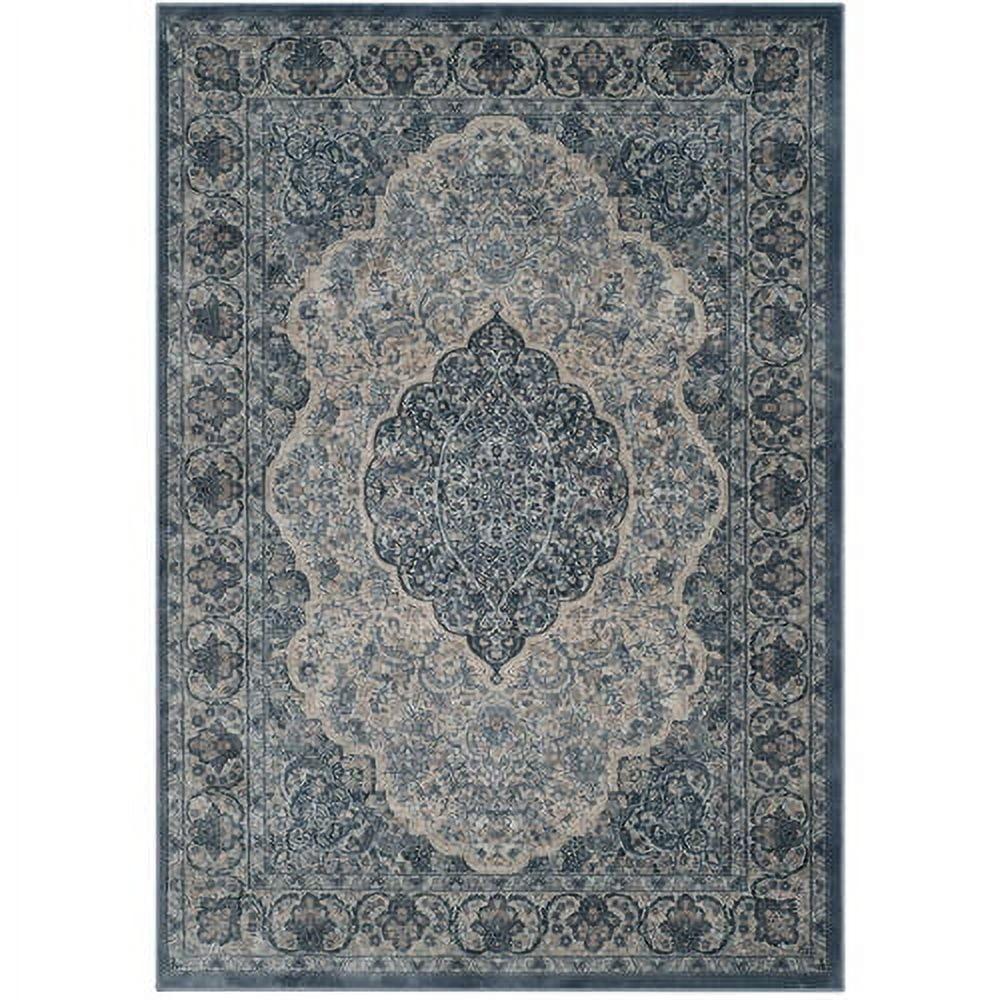 Light Blue and Blue Rectangular Viscose Chenille Area Rug