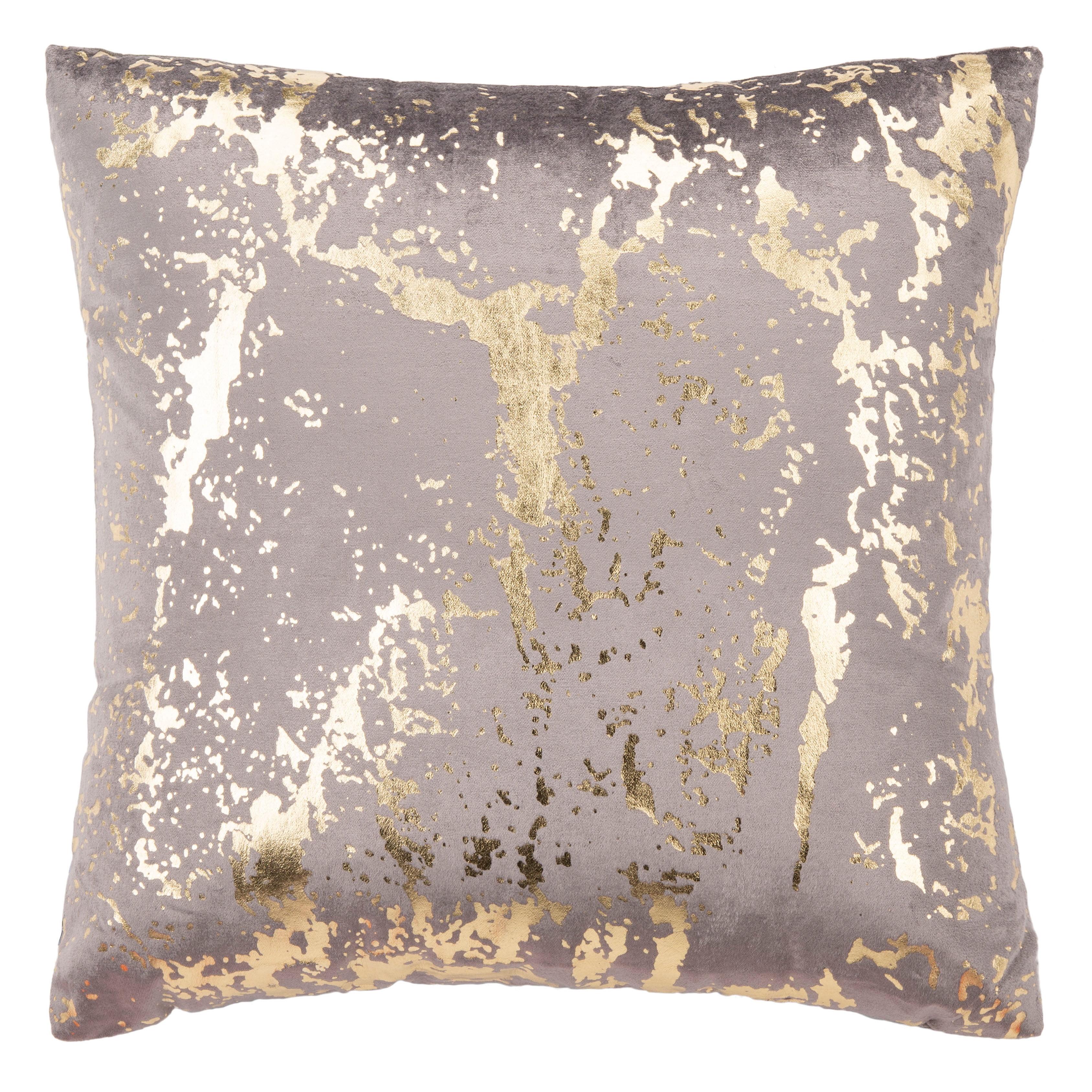 Brown and Gold Abstract Cotton Viscose Square Pillow