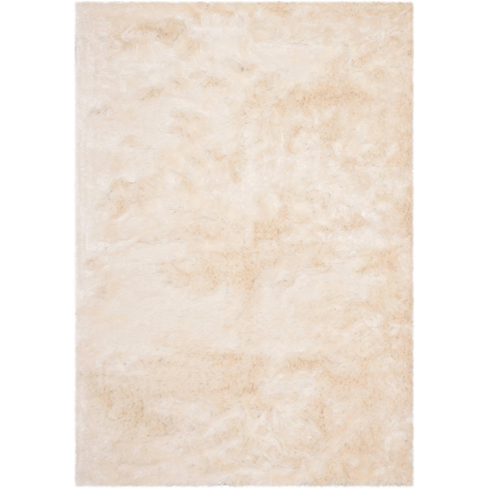 Ivory Elegance Hand-Tufted Wool Blend Shag Rug - 2' x 3'