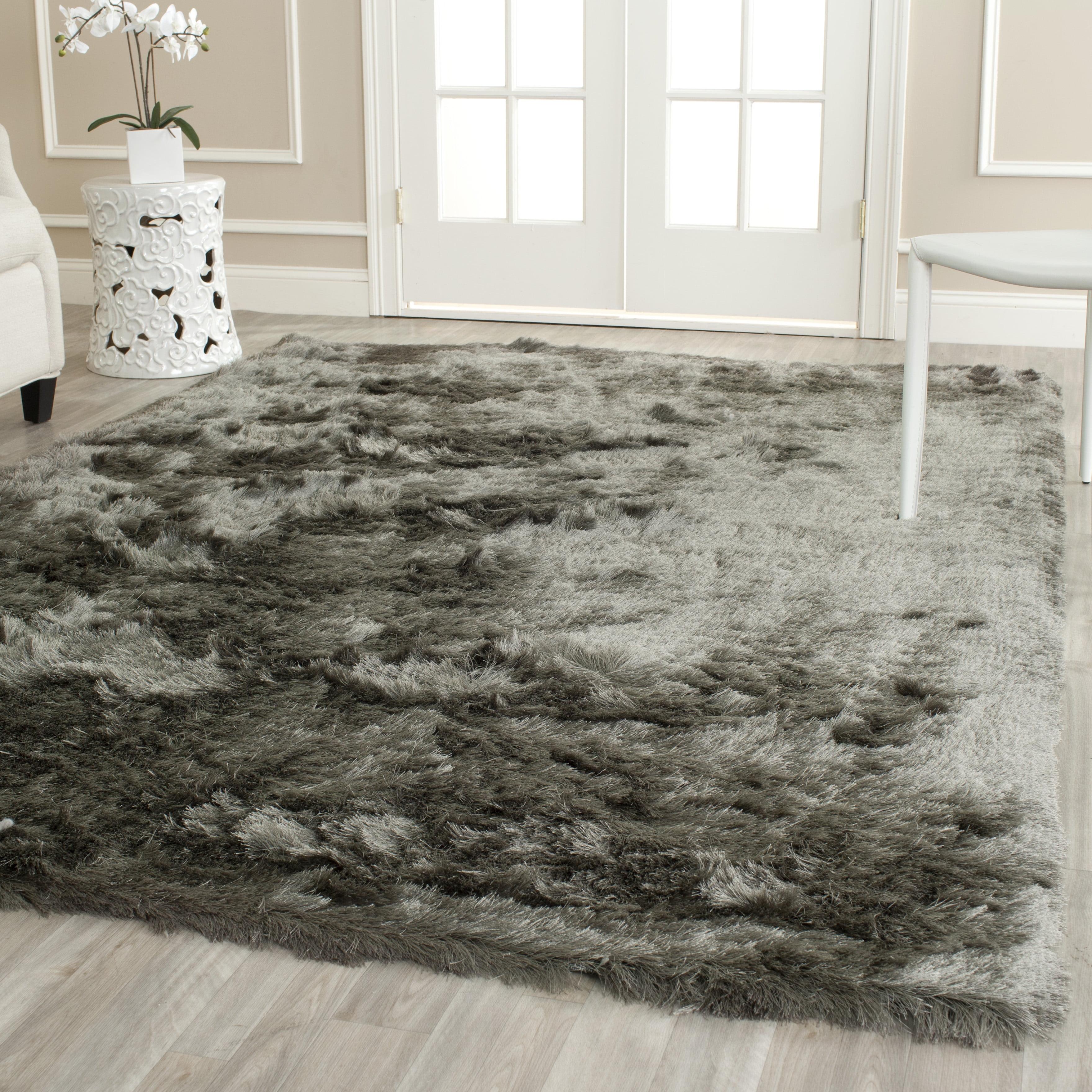 Titanium Round Handmade Tufted Shag Area Rug